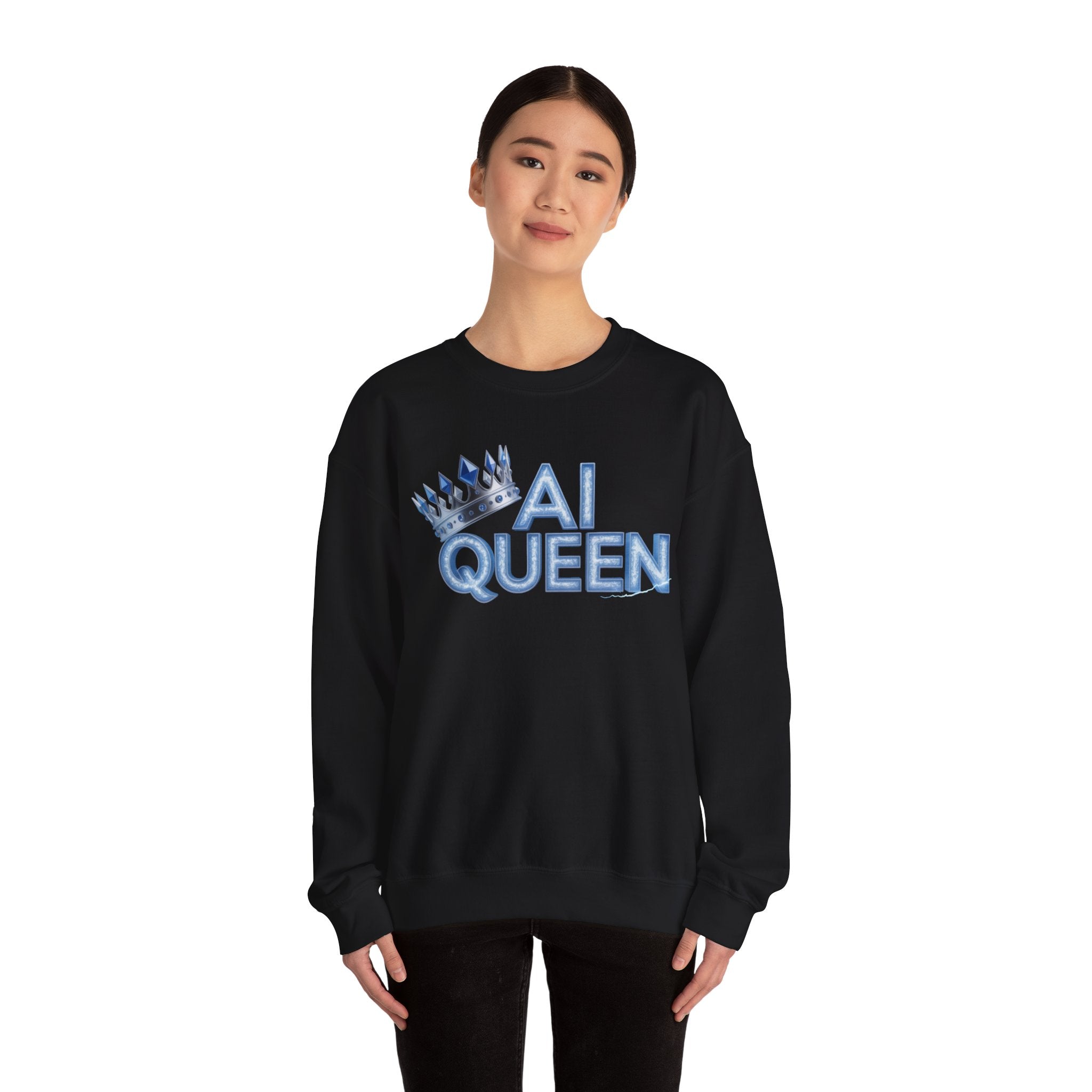 AI Queen "Frost Crown Frequency" Unisex Heavy Blend™ Crewneck Sweatshirt