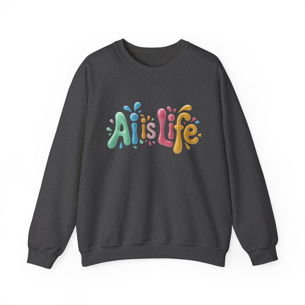 AI IS LIFE  “Colorful Circuit Pop”  Unisex Heavy Blend™ Crewneck Sweatshirt