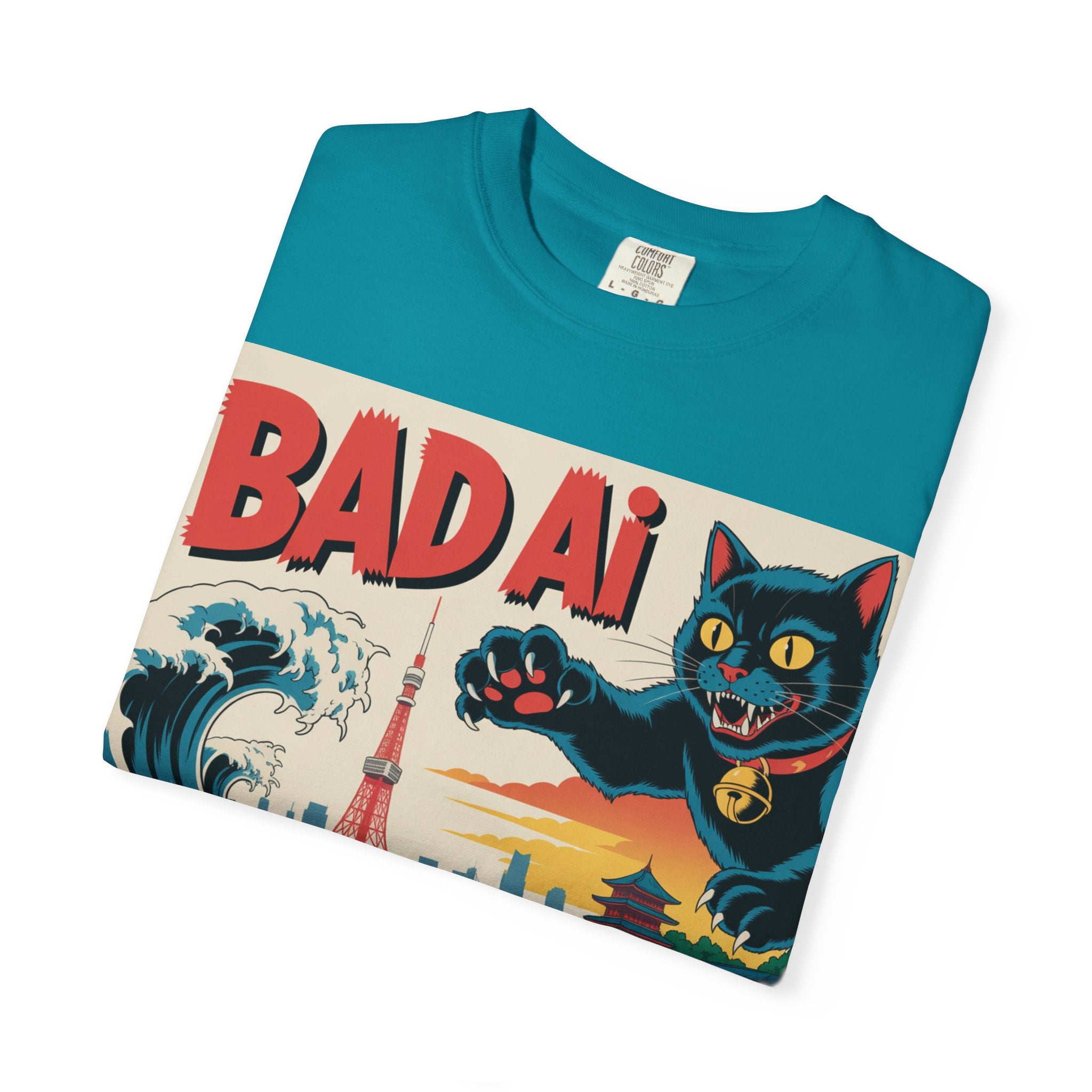 BAD AI  " Kaiju Kitty "  Unisex Garment-Dyed T-shirt