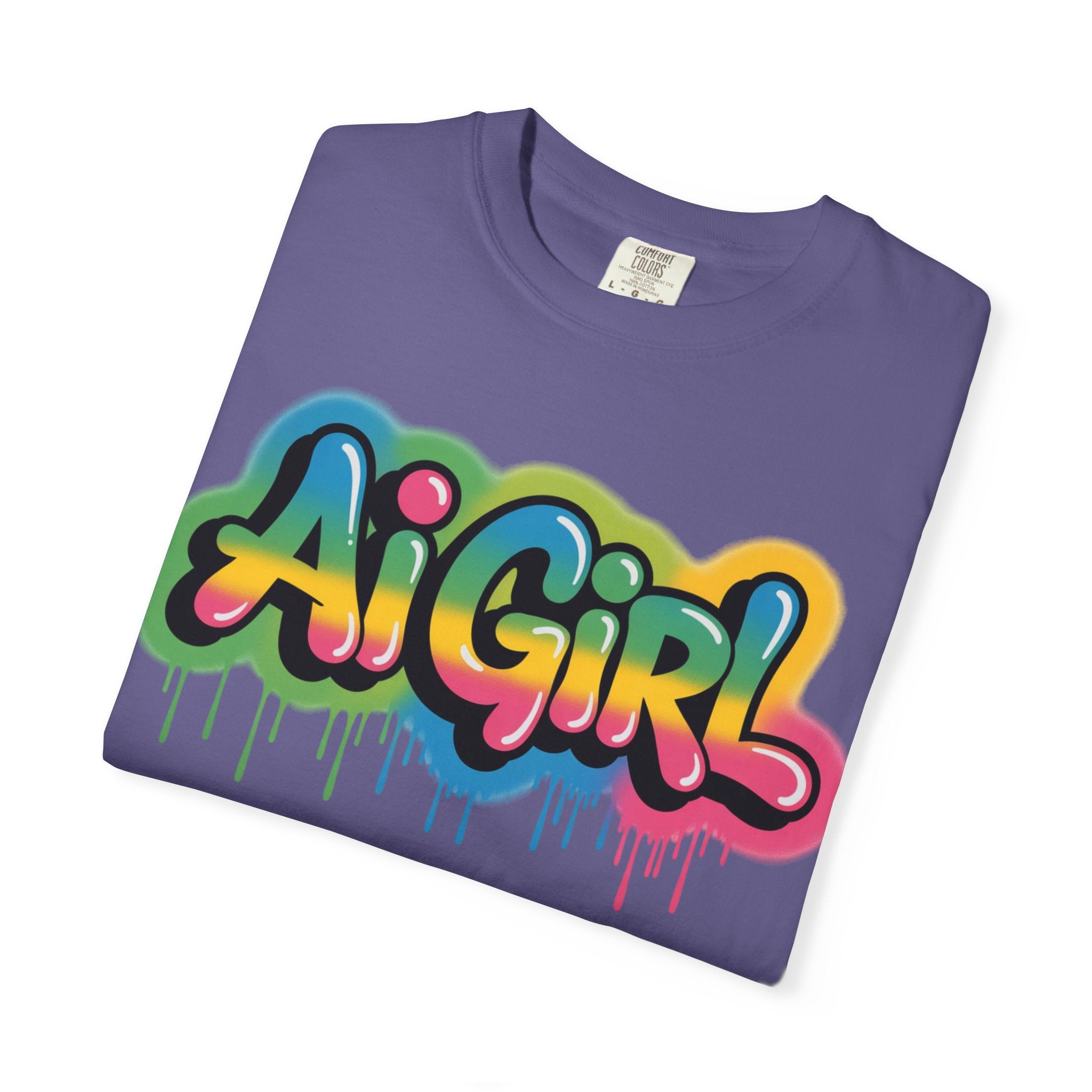 Ai Girl  "Graffiti Glow " Unisex Heavy Blend Garment-Dyed T-shirt