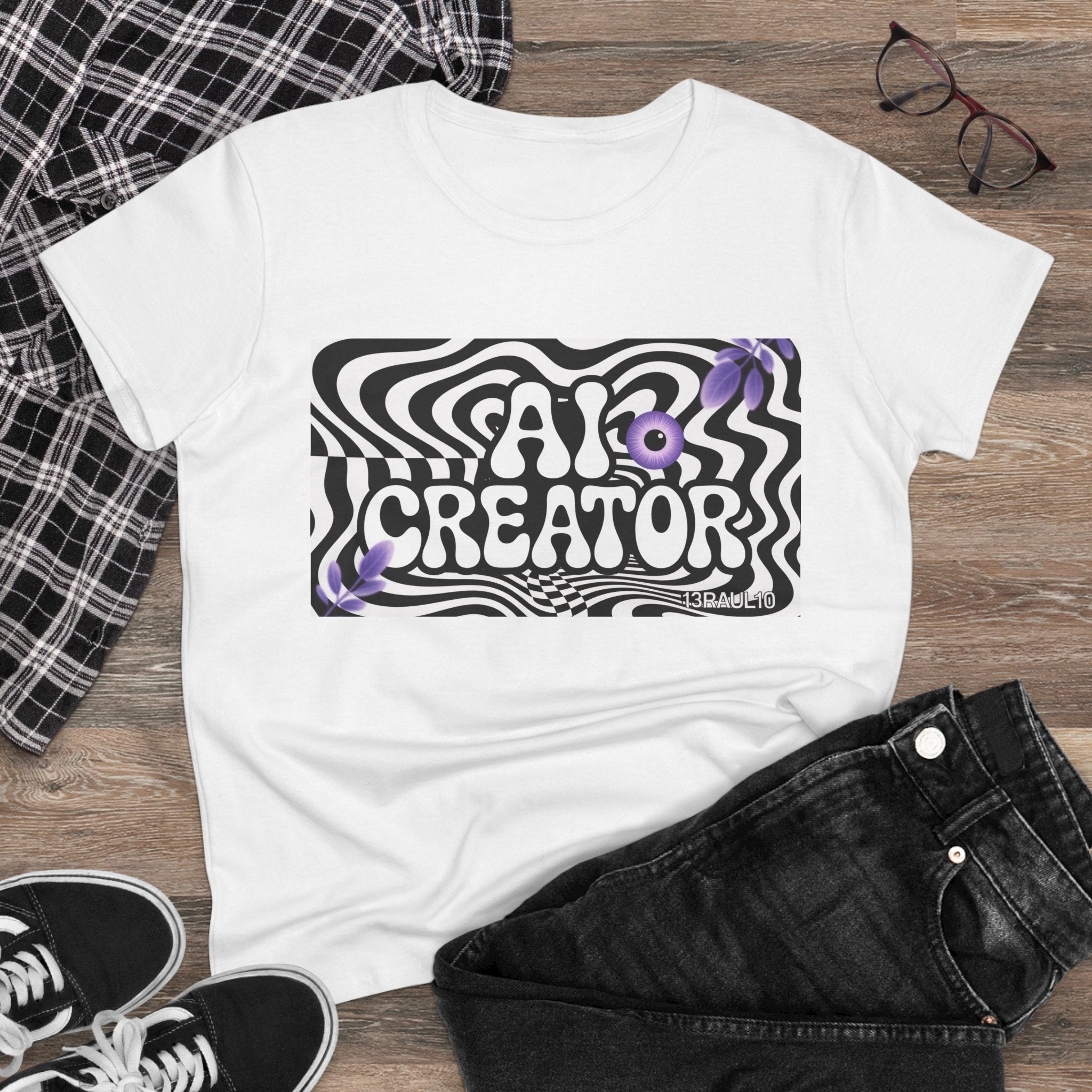AI Creator  "Optic Loop" Women's Midweight Cotton Tee