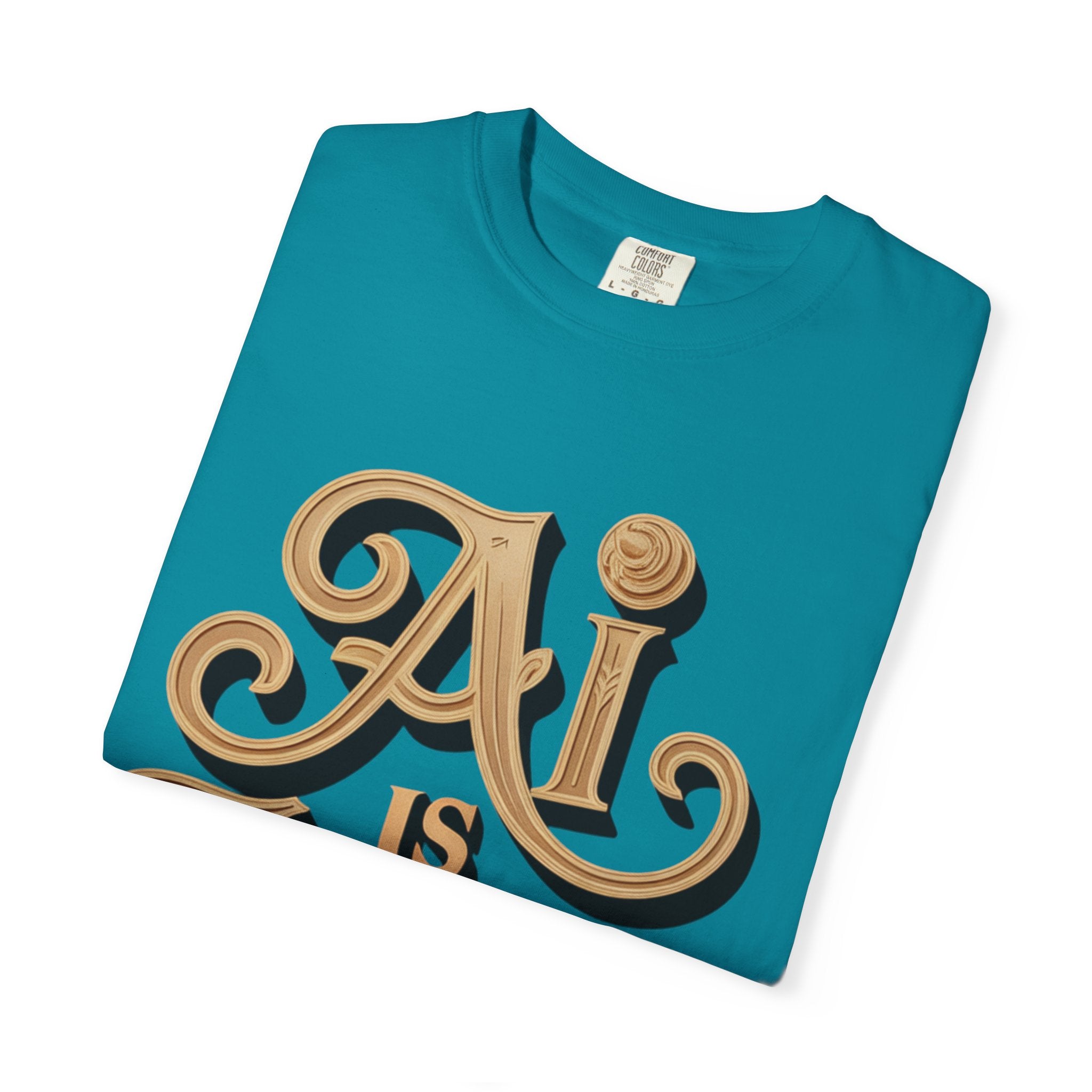 AI IS LIFE  " Golden Neuralwave "  Unisex Garment-Dyed T-shirt