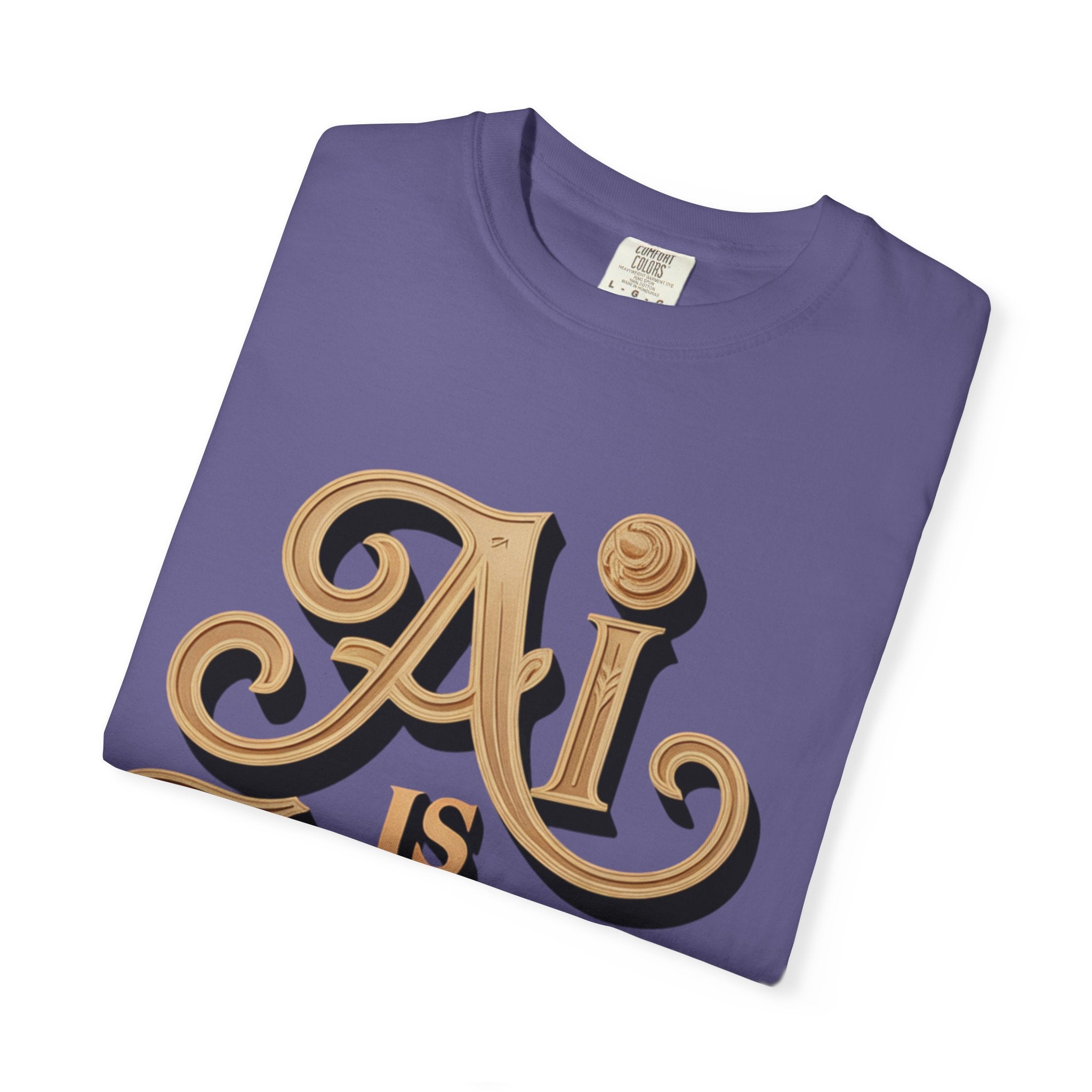 AI IS LIFE  " Golden Neuralwave "  Unisex Garment-Dyed T-shirt