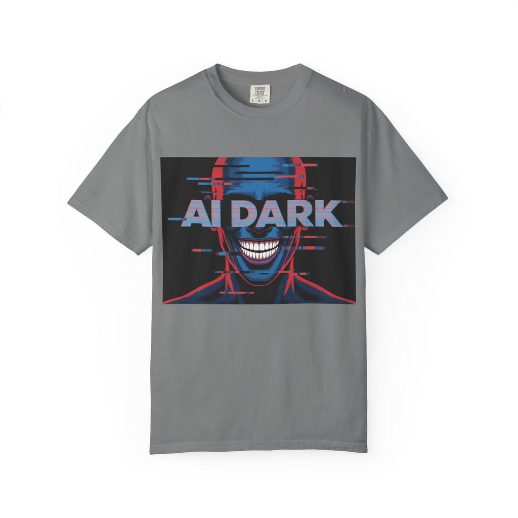 AI DARK " Deepcore Distortion — Cyberpunk Smiling Skull Tee