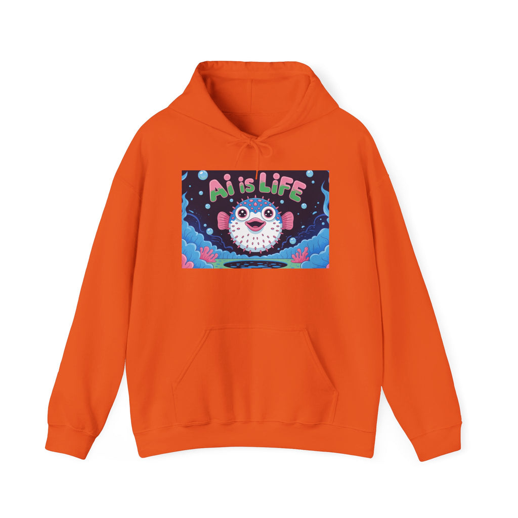 AI is LIFE “Happy Blowfish Energy” Unisex Heavy Blend™ Hooded Sweatshirt