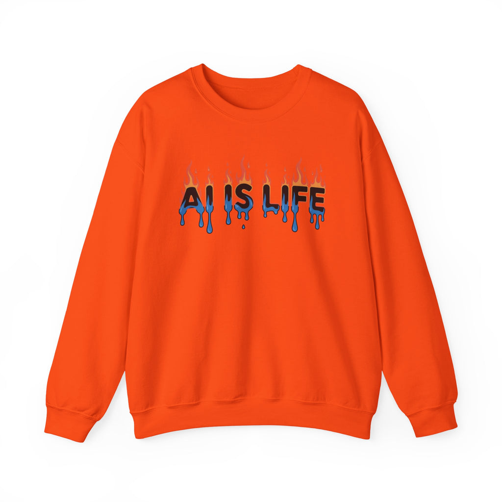 AI IS LIFE – “AI MELTDOWN” Unisex Heavy Blend™ Crewneck Sweatshirt