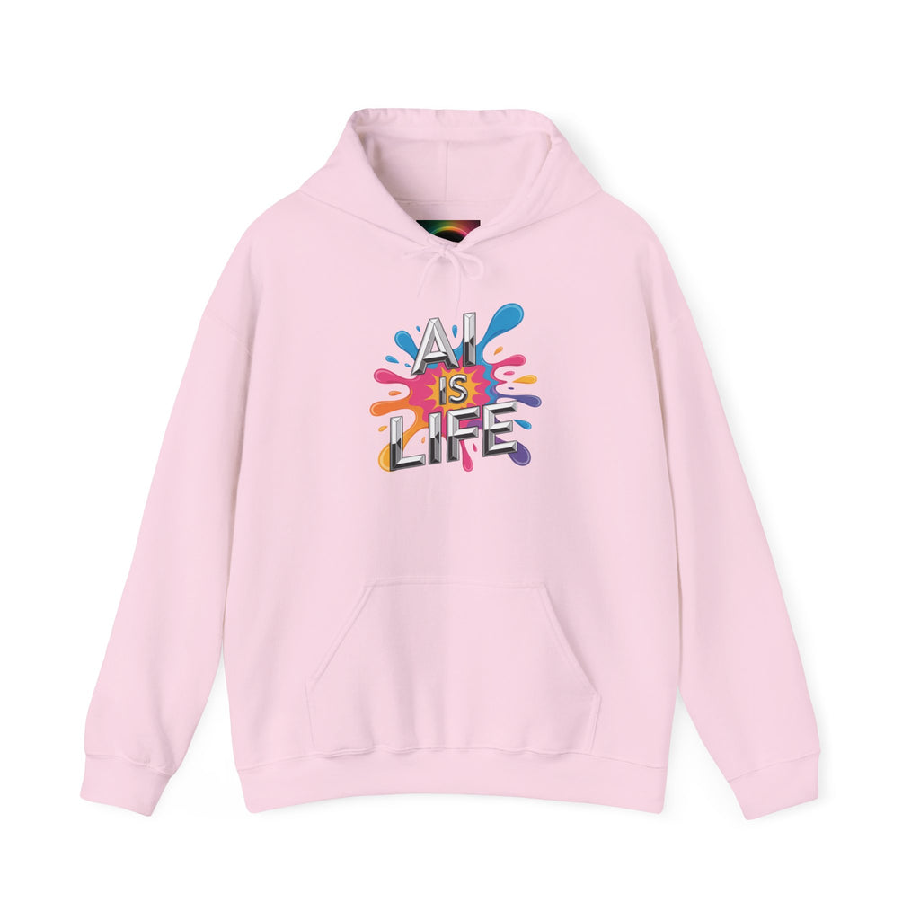 AI is Life "CHROME SPLATTER" Unisex Graphic Pullover Hoodie