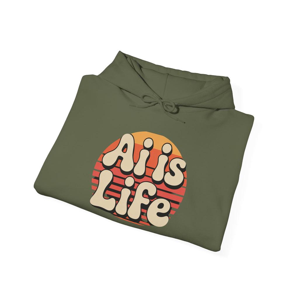 AI is Life "SUNSET CIRCUITRY" Unisex Minimal Blank Hooded Sweatshirt
