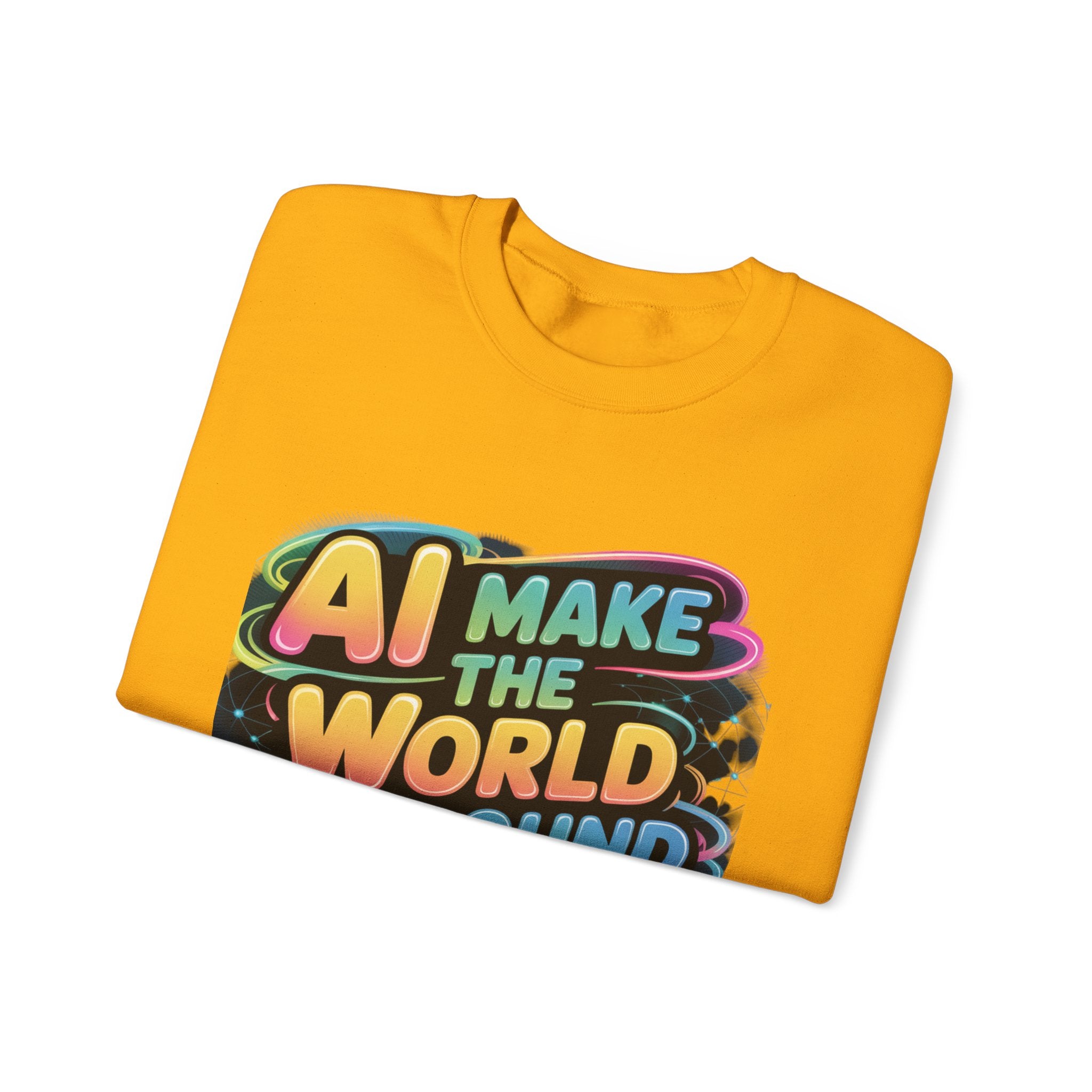 AI MAKE THE WORLD GO ROUND  "Techno Orbit"  Heavy Blend™ Crewneck Sweatshirt