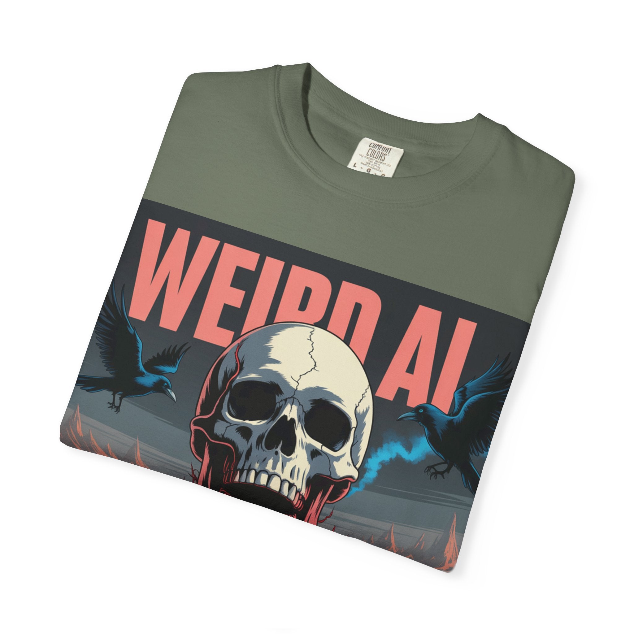 Weird AI  "Skeleton Volcano Edition”  Unisex Garment-Dyed T-shirt