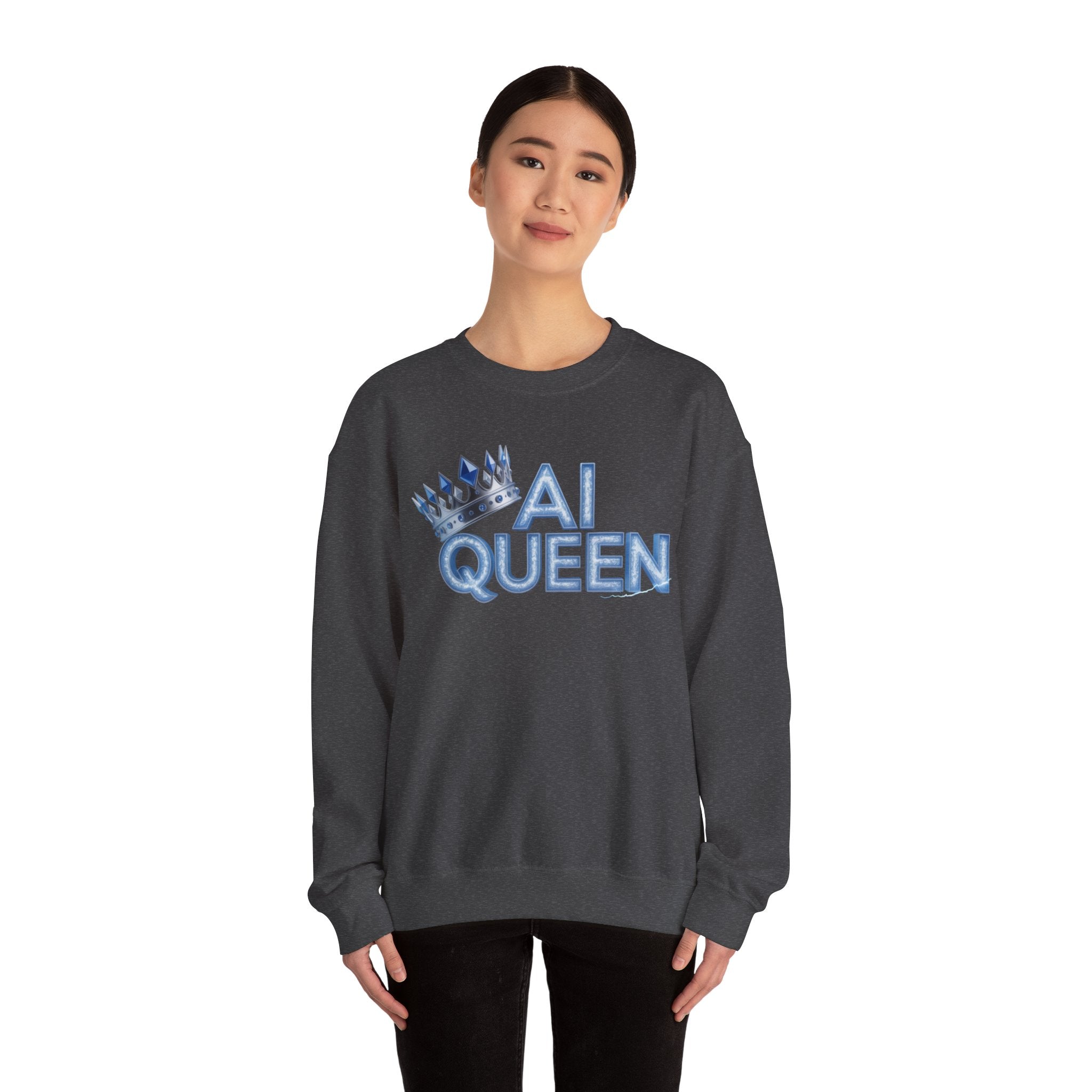 AI Queen "Frost Crown Frequency" Unisex Heavy Blend™ Crewneck Sweatshirt