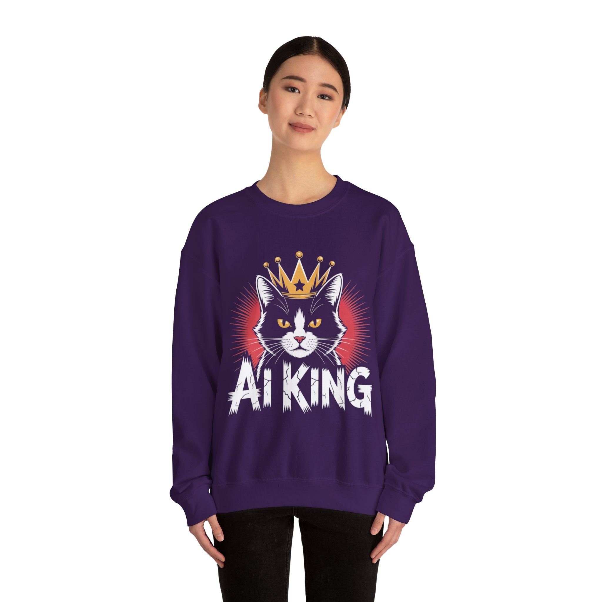AI King  "Glitch Monarch" Unisex Heavy Blend™ Crewneck Sweatshirt