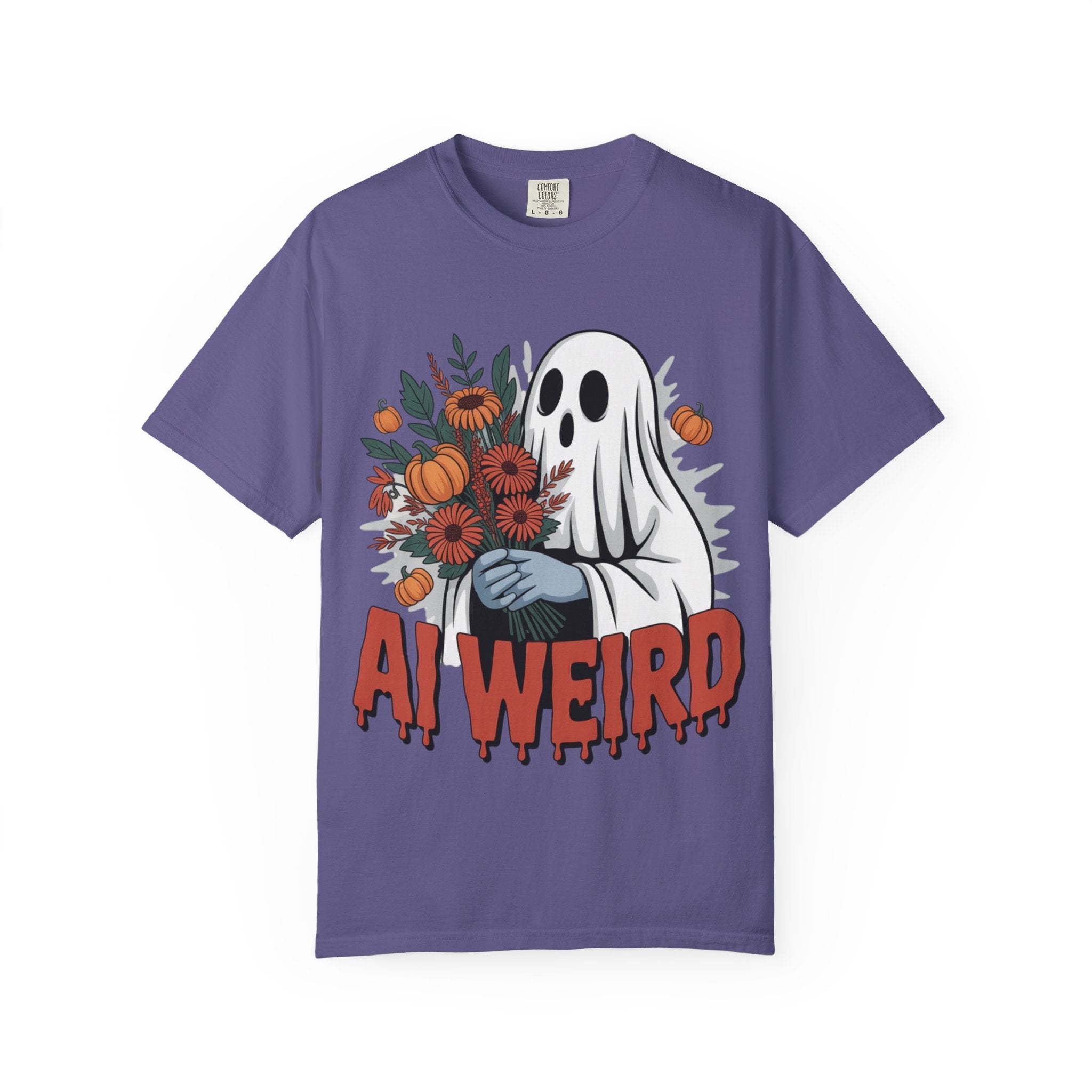 AI WEIRD "Glitch Garden Ghost" Unisex Garment-Dyed T-shirt