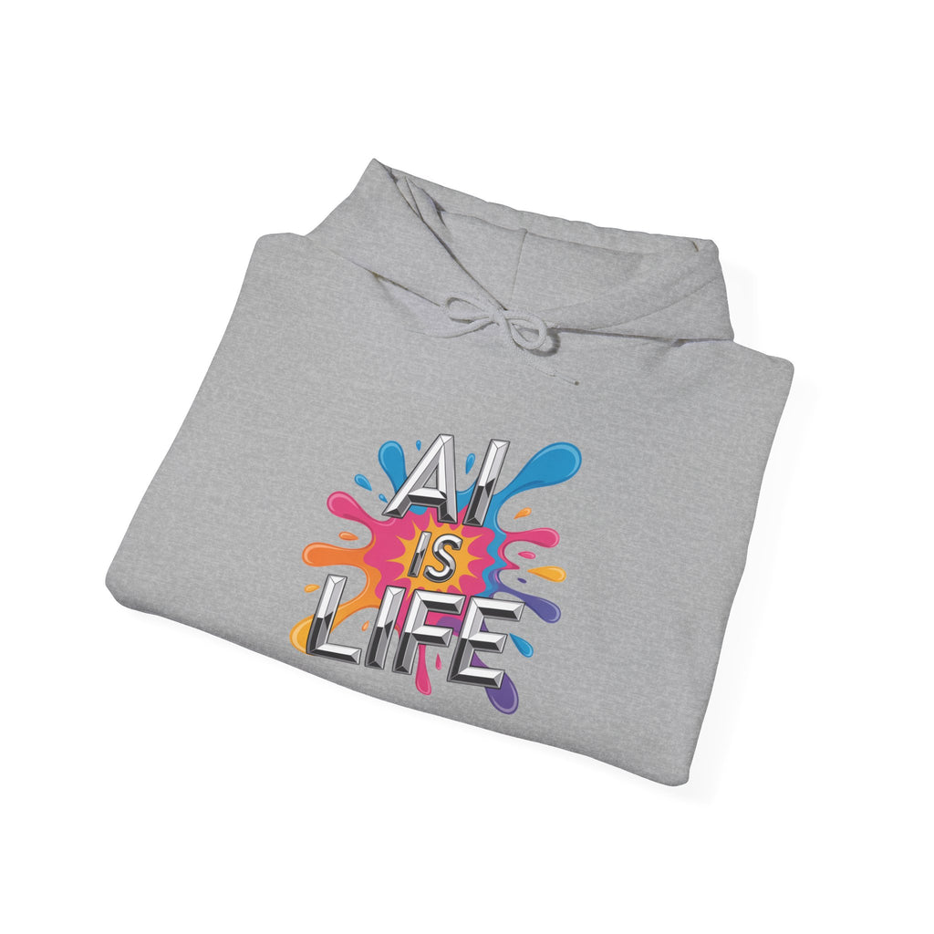 AI is Life "CHROME SPLATTER" Unisex Graphic Pullover Hoodie