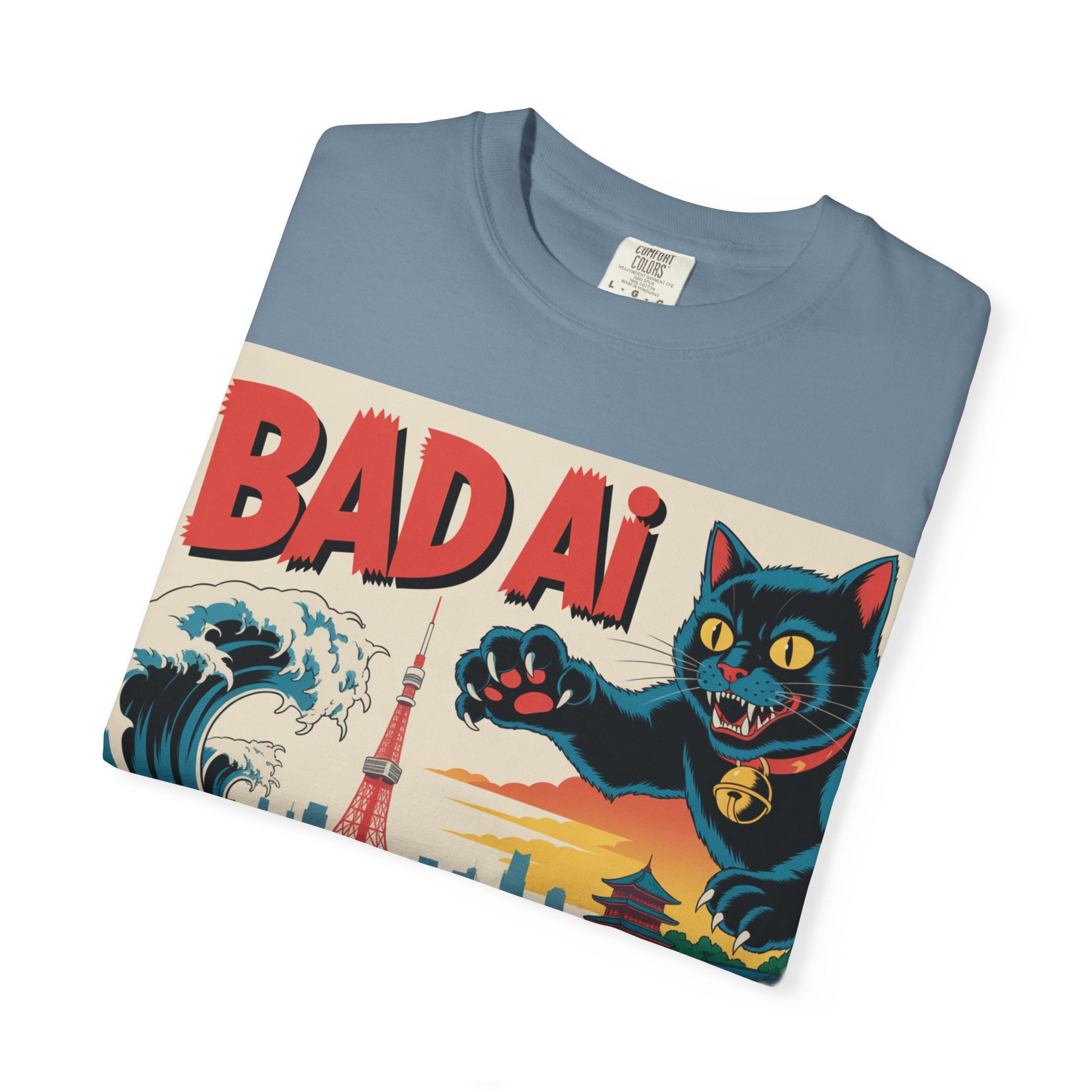 BAD AI  " Kaiju Kitty "  Unisex Garment-Dyed T-shirt