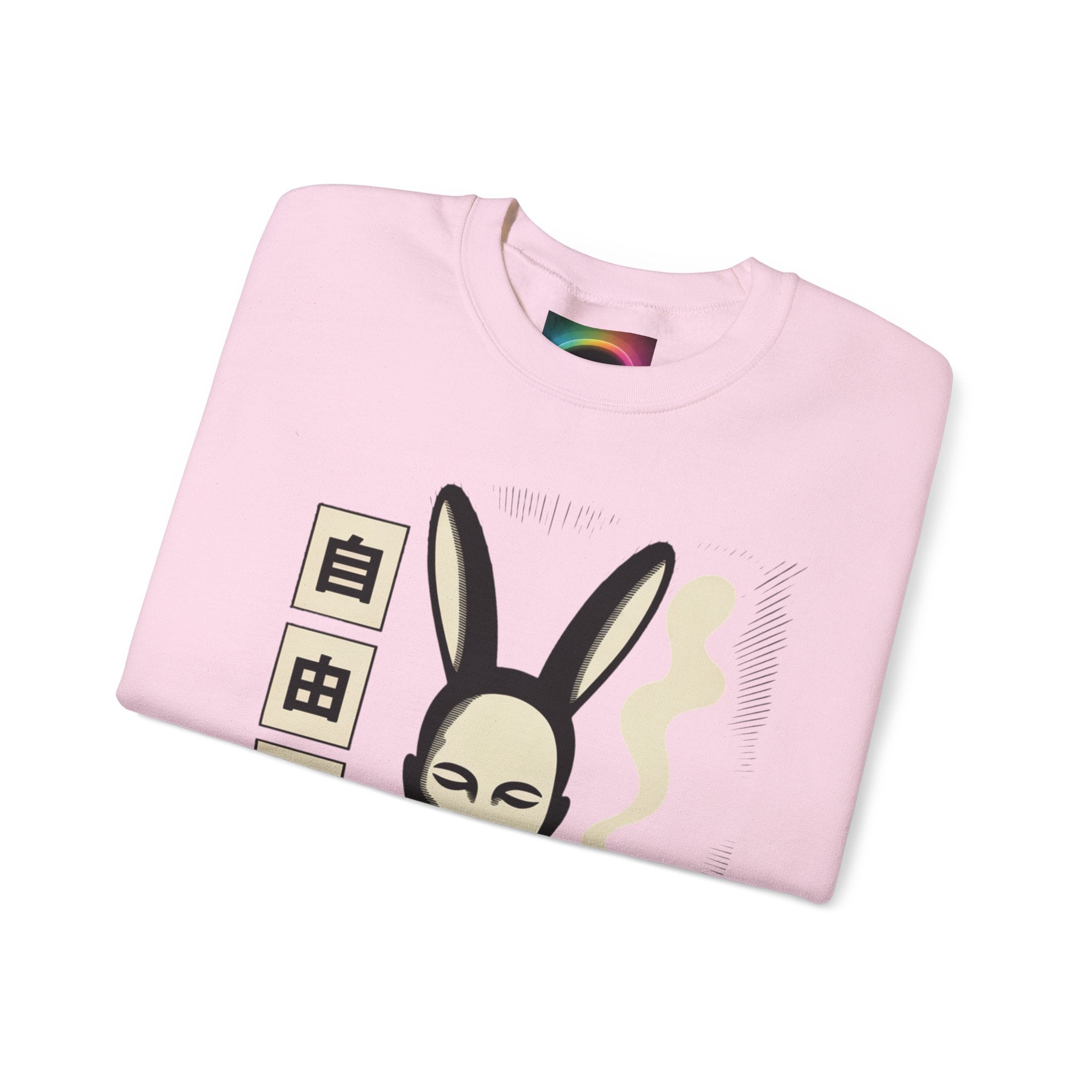 Weird AI Tee "CYBER RABBIT NOIR" Retro Bunny-Masked AI Graphic Crewneck Sweatshirt