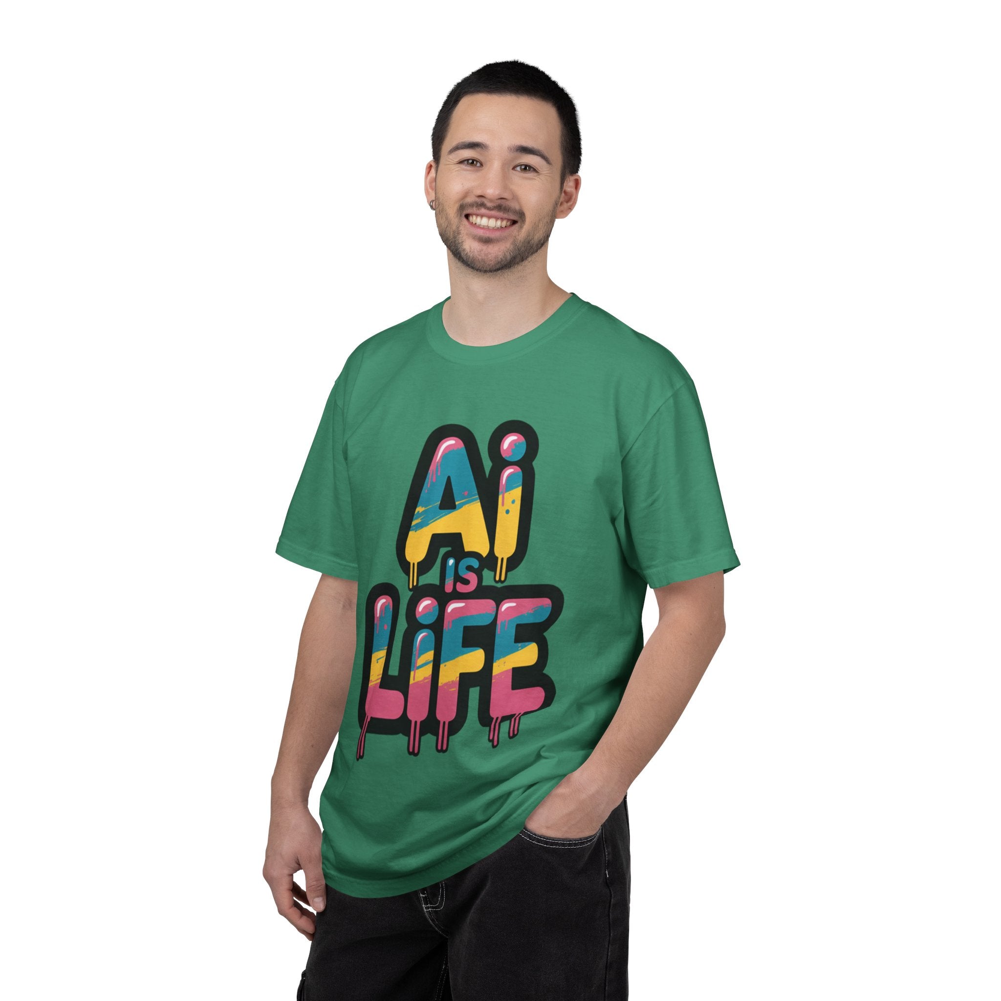 AI IS LIFE  " Neon Circuit " Unisex Garment-Dyed T-shirt