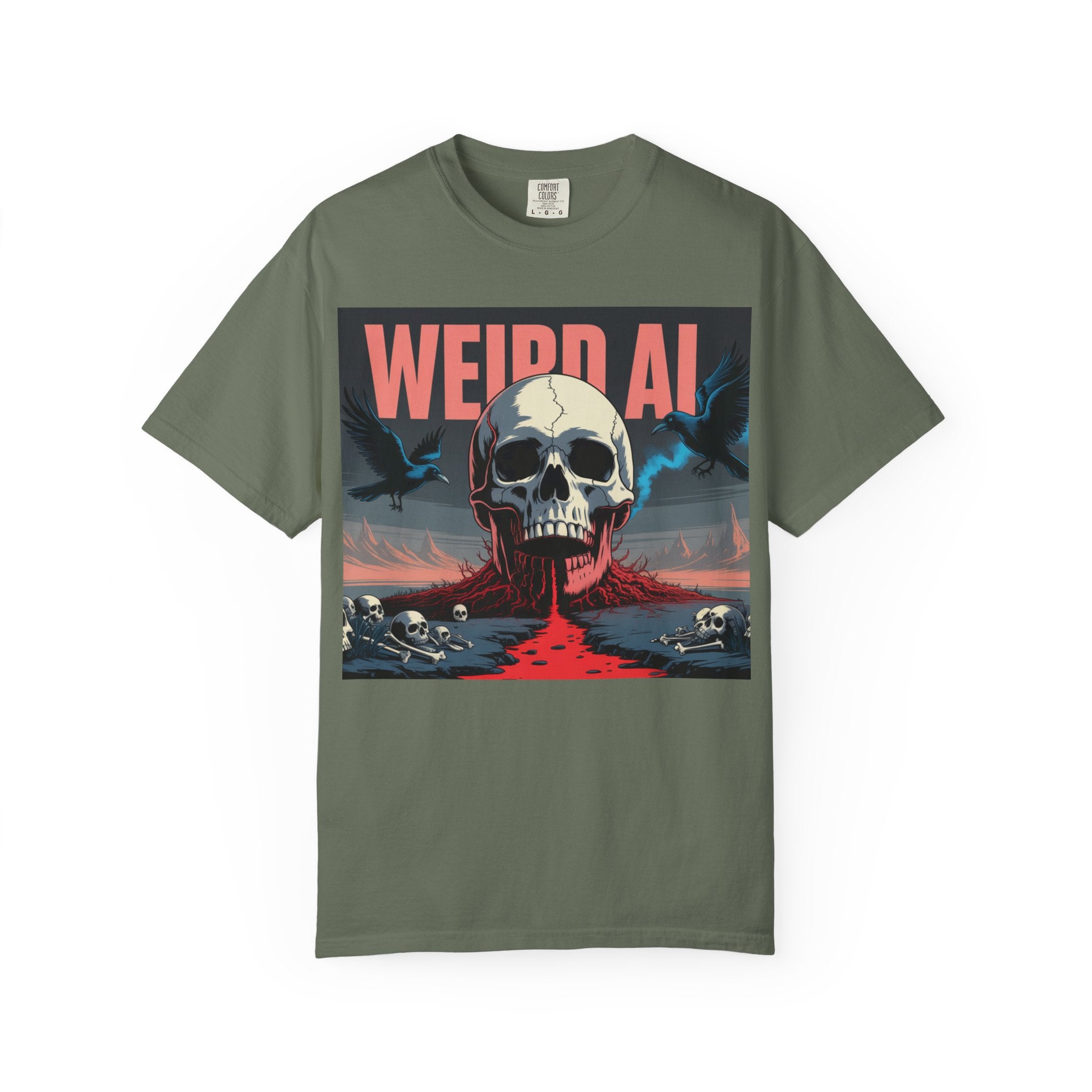 Weird AI  "Skeleton Volcano Edition”  Unisex Garment-Dyed T-shirt