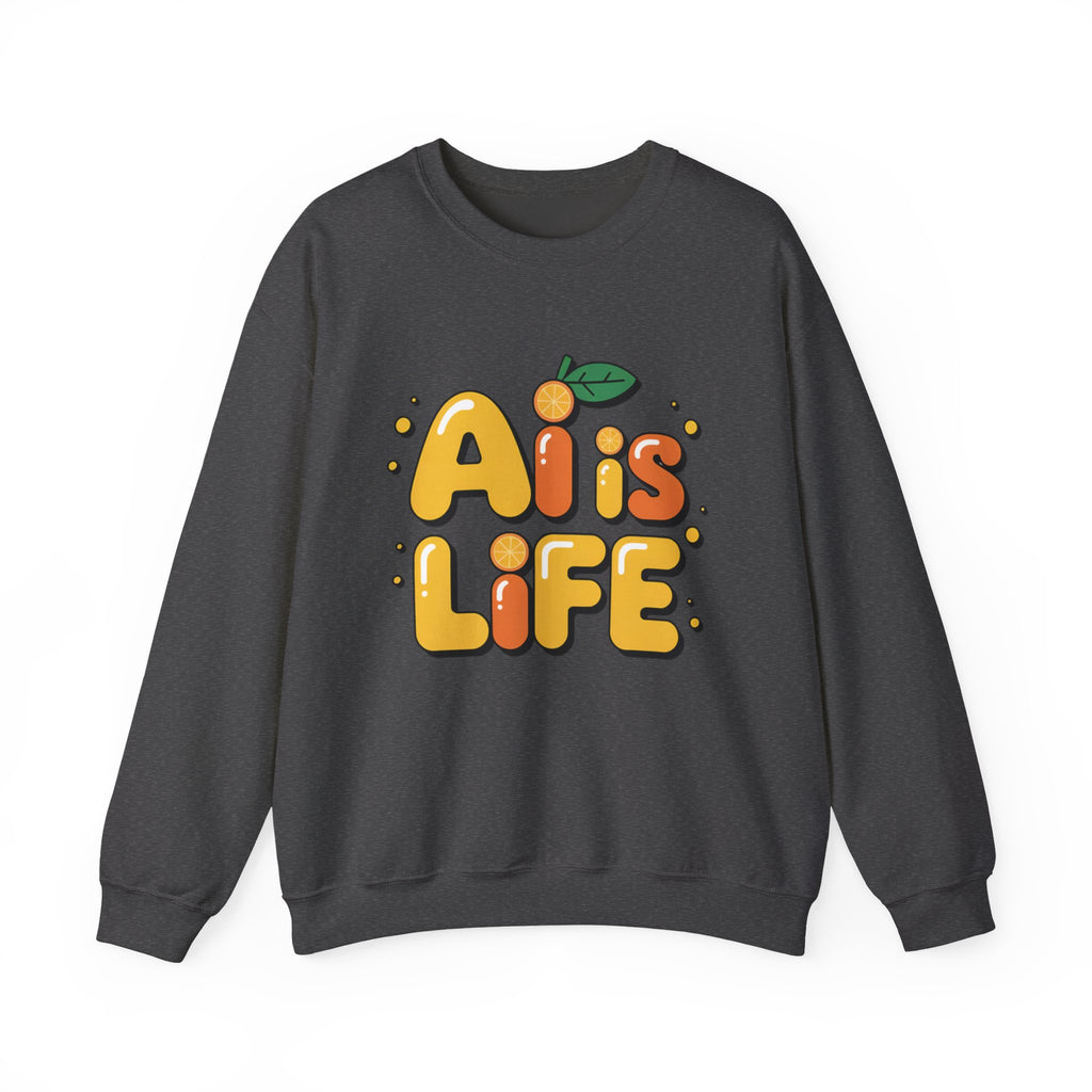 AI is LIFE  "Orange Overclock" Unisex Heavy Blend™ Crewneck Sweatshirt