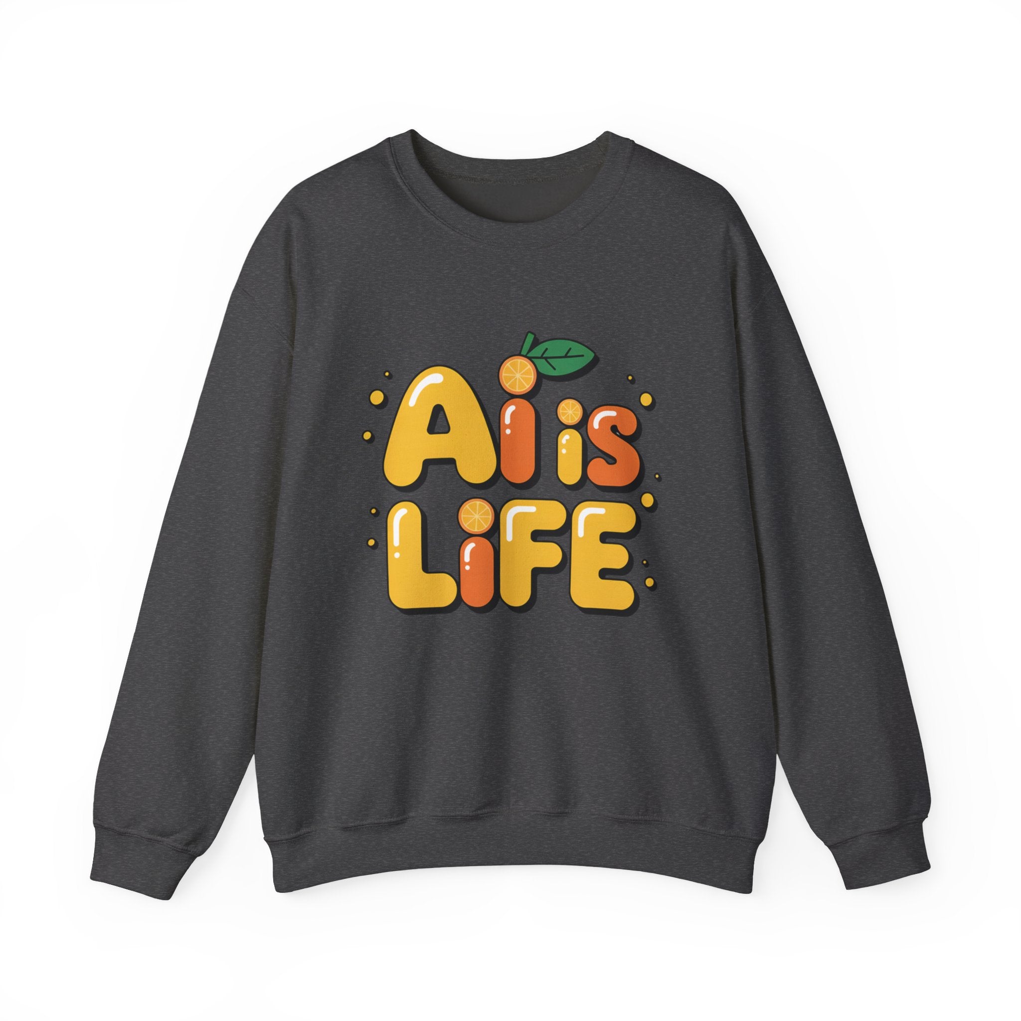 AI is LIFE  "Orange Overclock" Unisex Heavy Blend™ Crewneck Sweatshirt