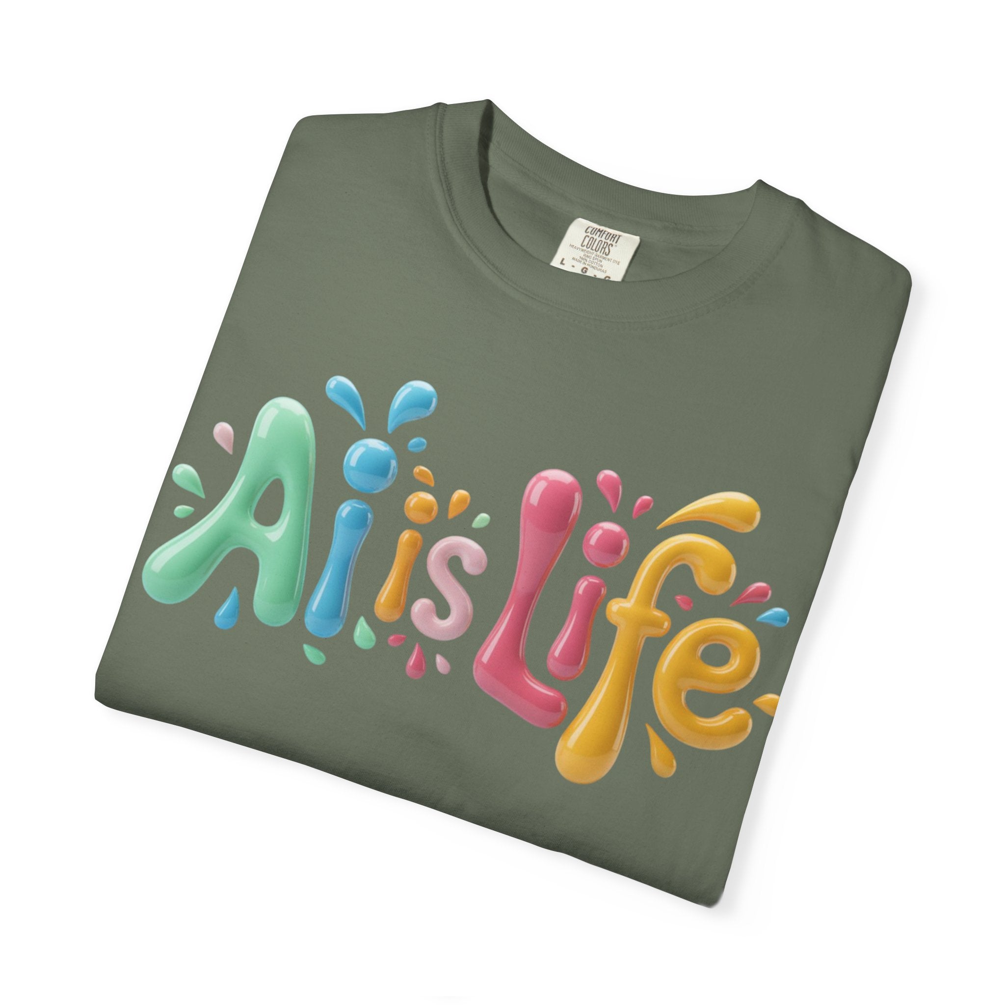 AI IS LIFE  “Colorful Circuit Pop”  Unisex Garment-Dyed T-shirt