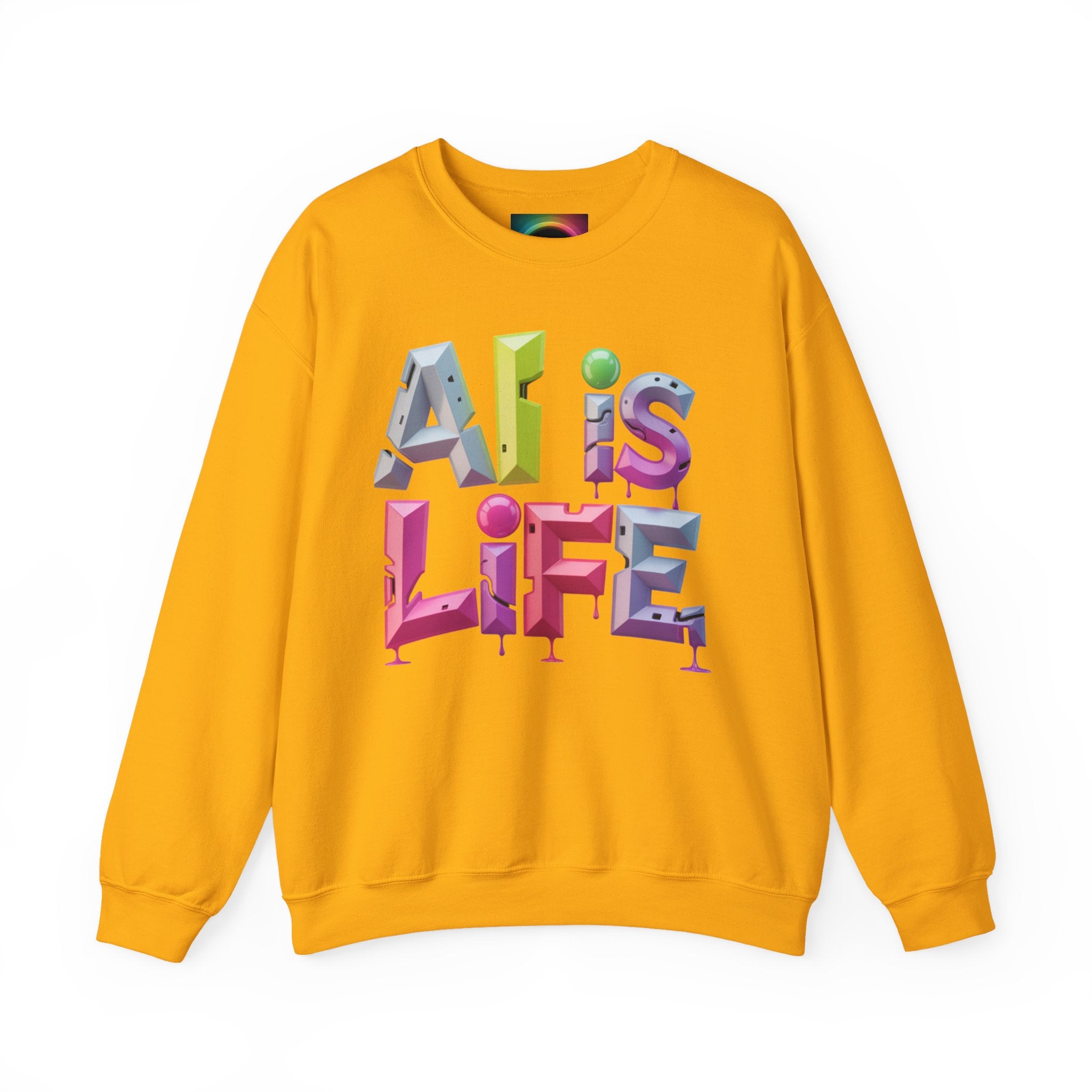 AI is LIFE "GRAFFITI DIMENSION" Colorful 3D Typography Crewneck Sweatshirt