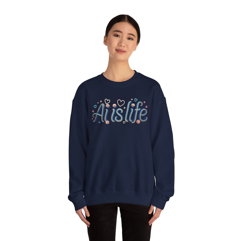 AI is LIFE " TWISTED BEAUTY " Retro Script Graphic Pullover for Artists Sweatshirt