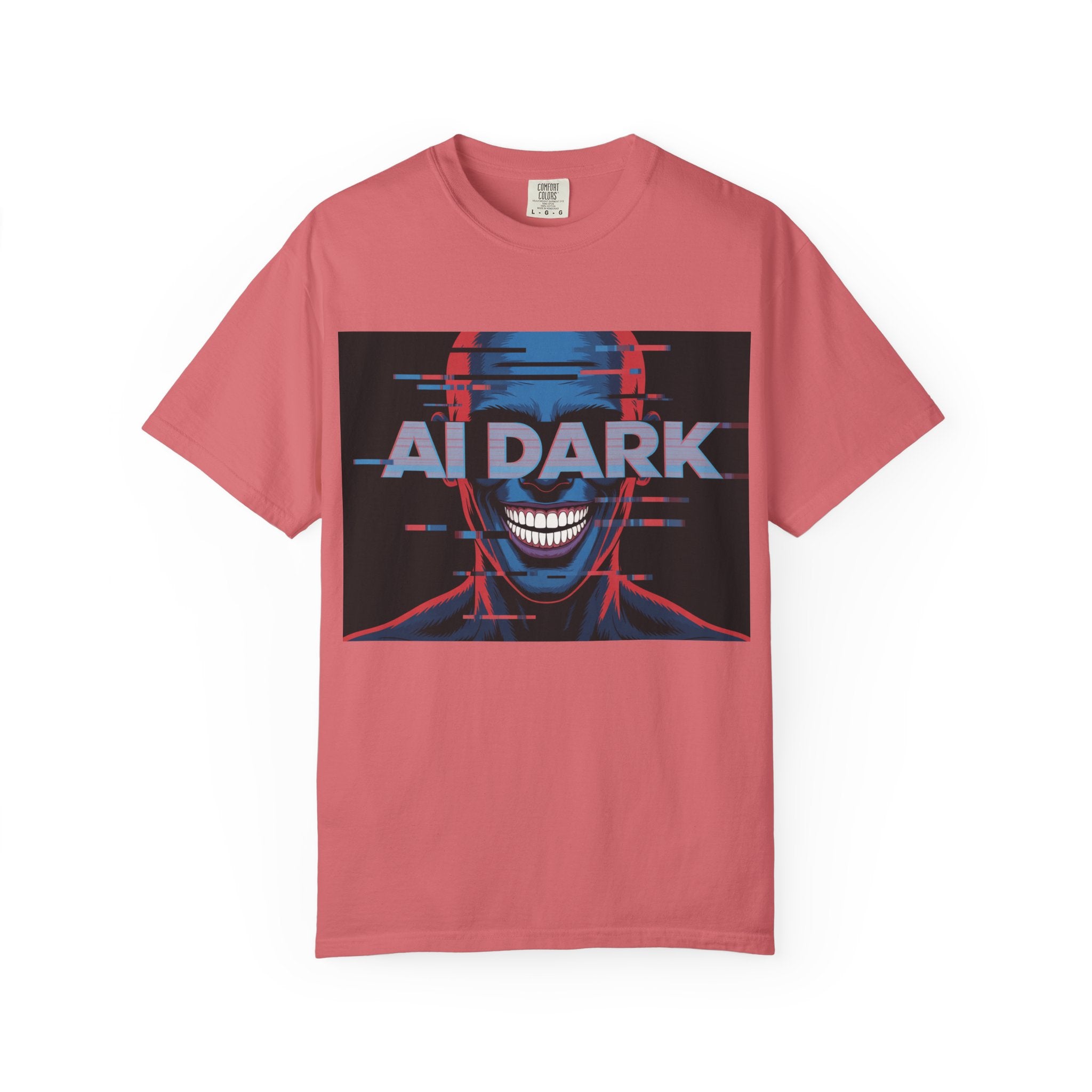 AI DARK " Deepcore Distortion — Cyberpunk Smiling Skull Tee