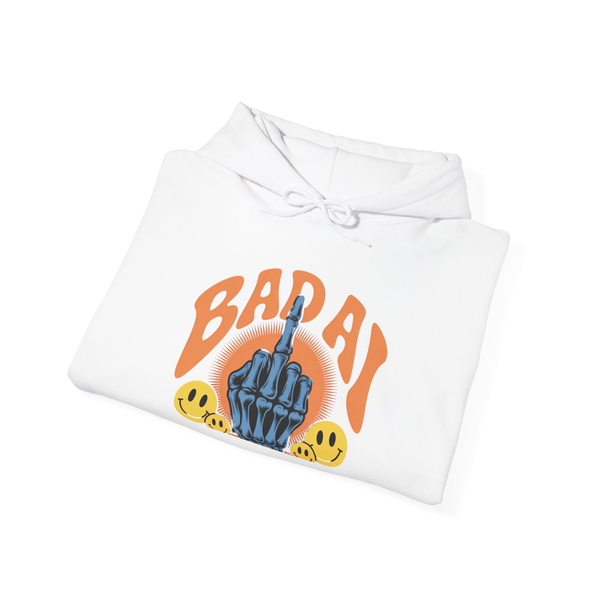 Bad Day Middle Finger Hoodie – Retro Skull Hand Graphic Sweatshirt