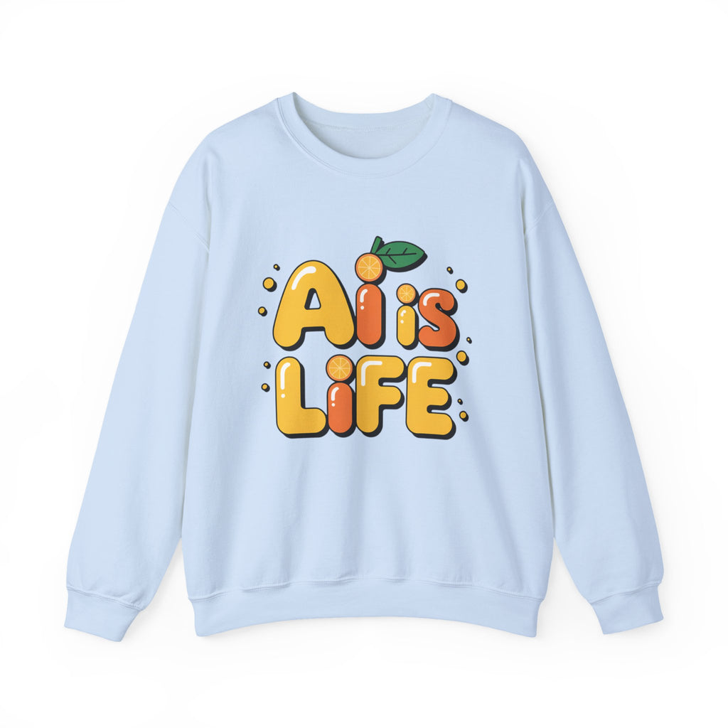 AI is LIFE  "Orange Overclock" Unisex Heavy Blend™ Crewneck Sweatshirt