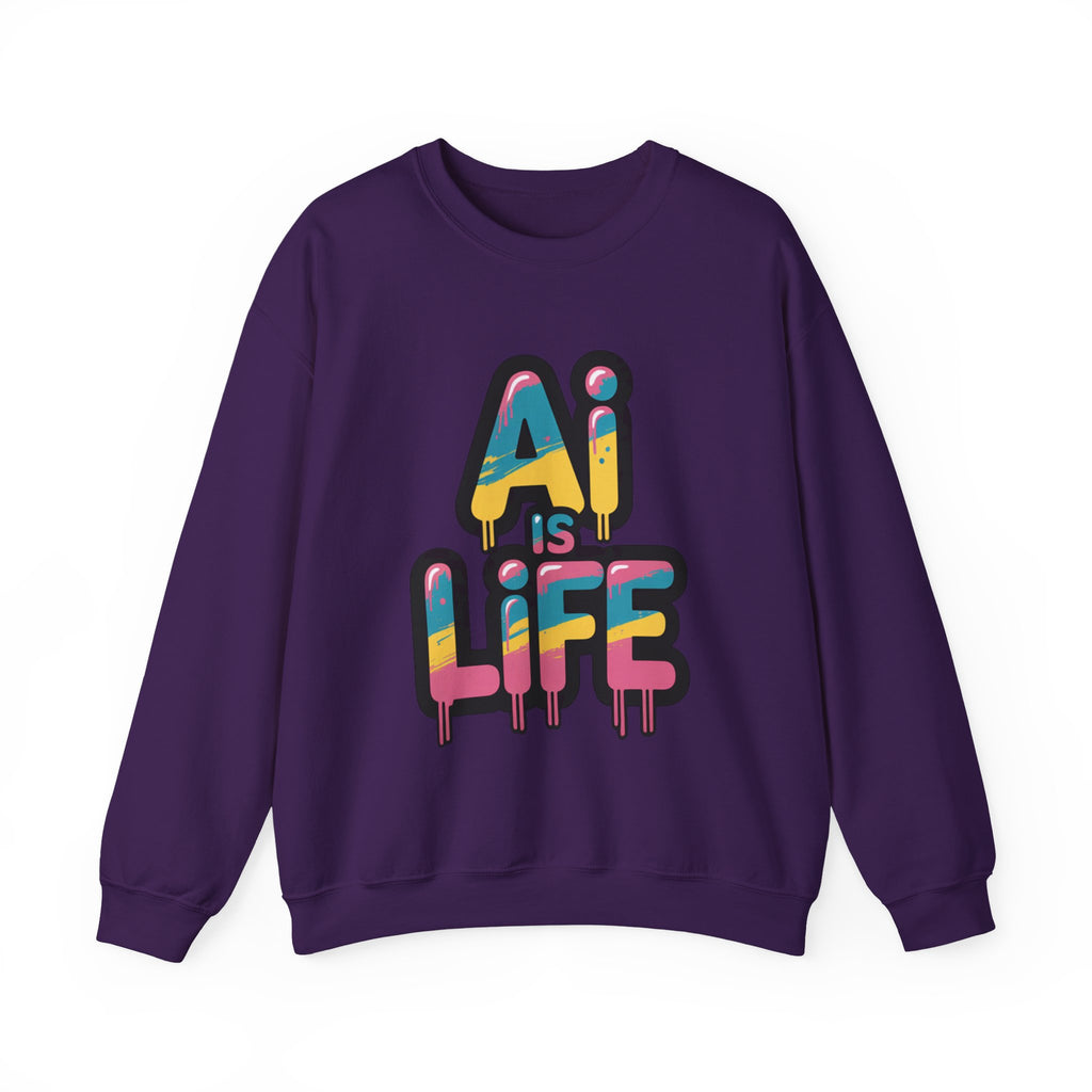 AI IS LIFE " Neon Circuit " Unisex Heavy Blend™ Crewneck Sweatshirt