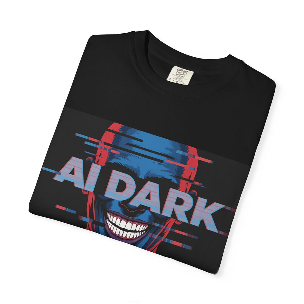 AI DARK " Deepcore Distortion — Cyberpunk Smiling Skull Tee