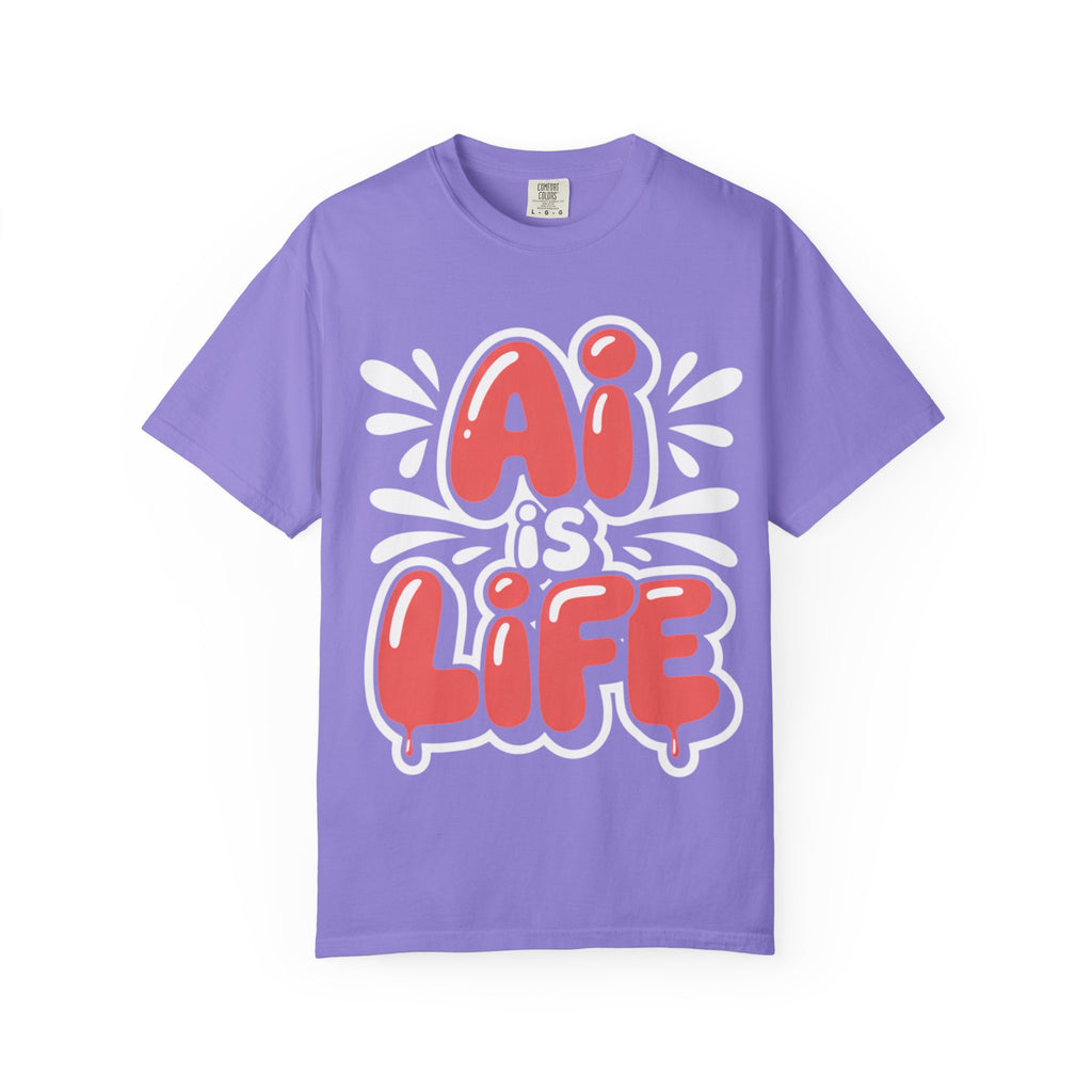 AI IS LIFE  " Neural Pop " Unisex Garment-Dyed T-shirt