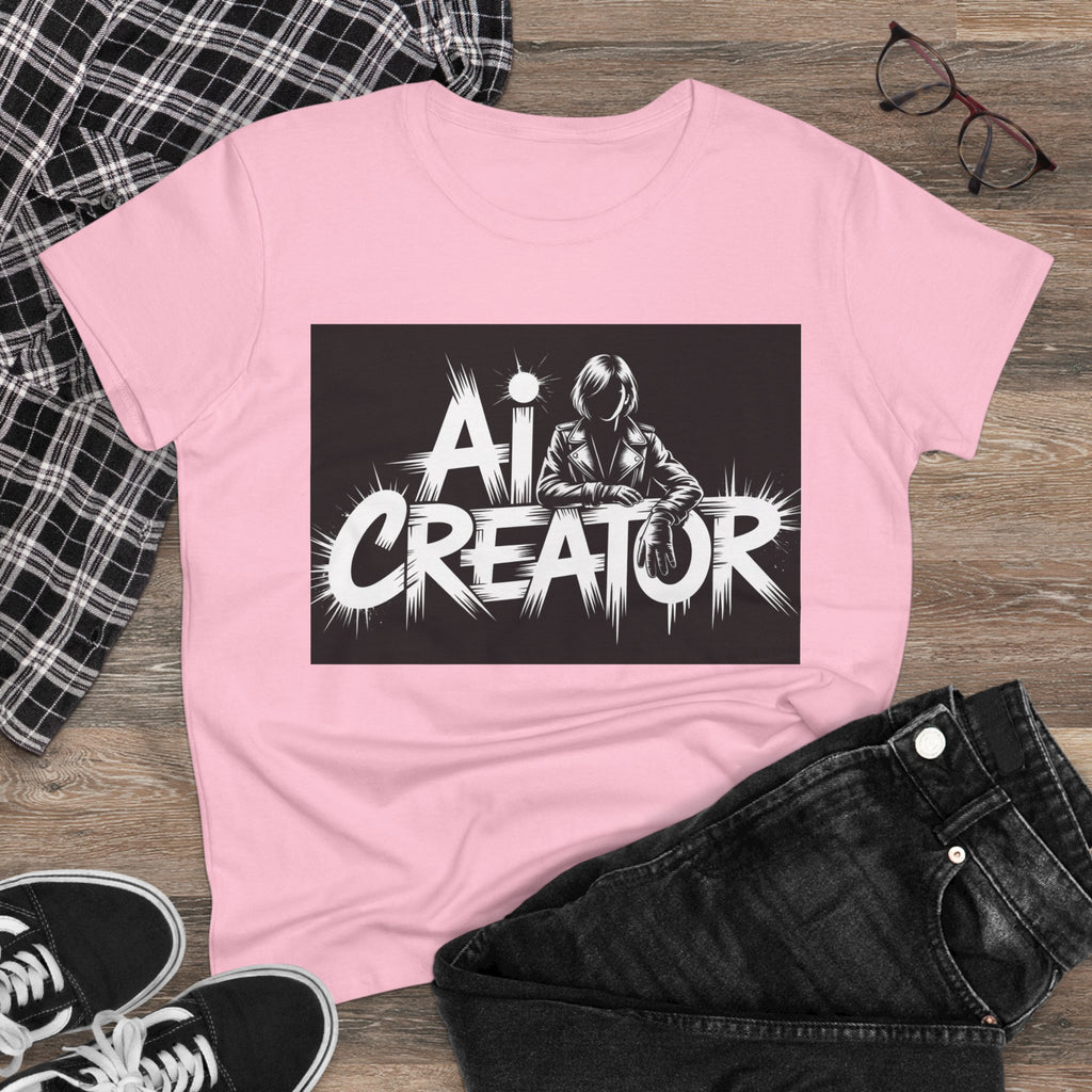 AI Creator  "Digital Rebel" Women's Midweight Cotton Tee