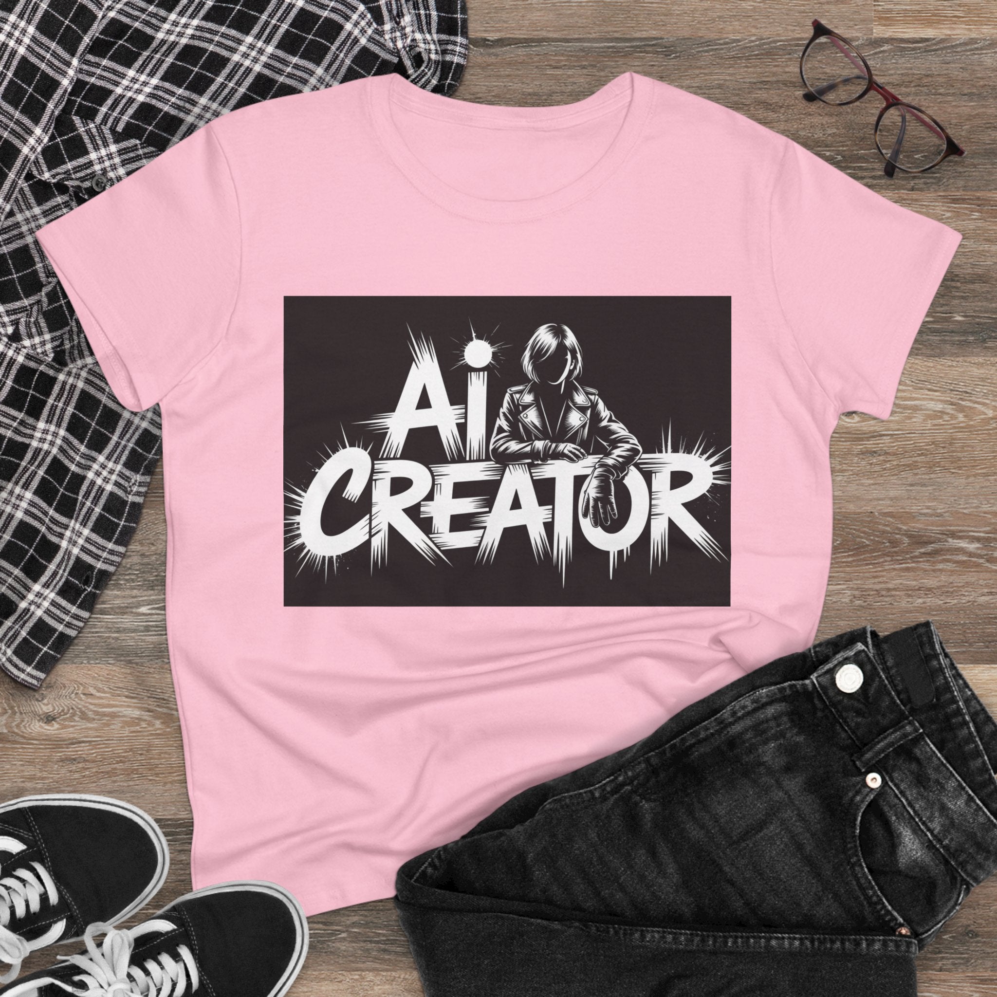 AI Creator  "Digital Rebel" Women's Midweight Cotton Tee