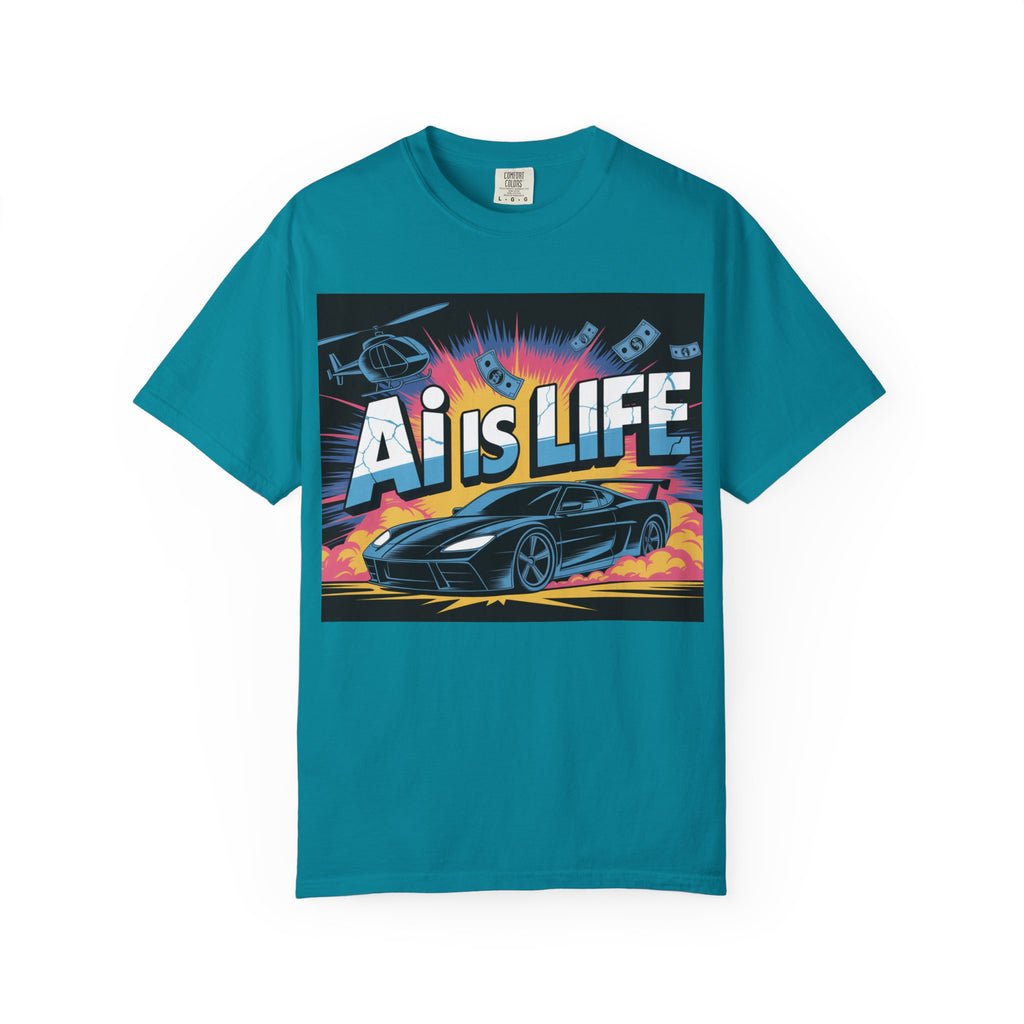 AI Is Life  "Action Mode"  Unisex Garment-Dyed T-shirt
