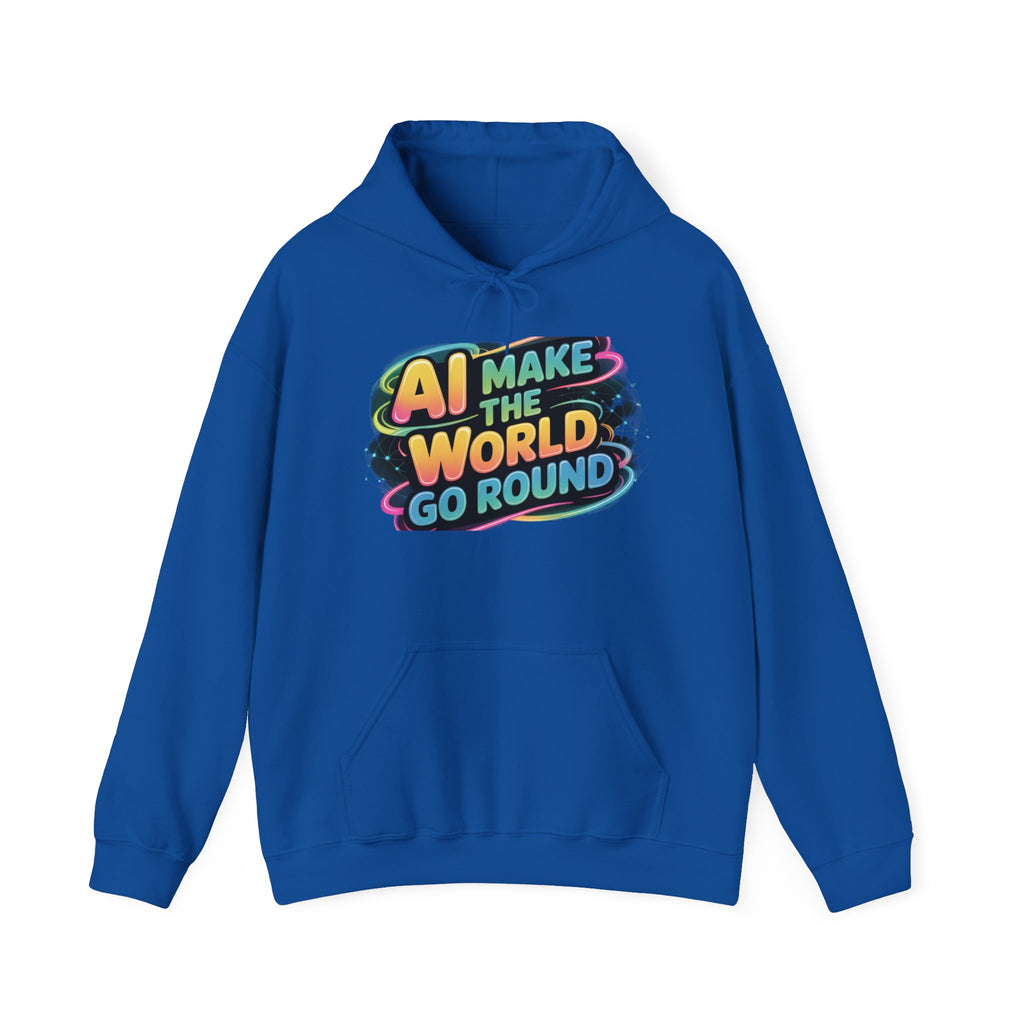 AI MAKE THE WORLD GO ROUND  "Techno Orbit" Unisex Heavy Blend™ Hooded Sweatshirt