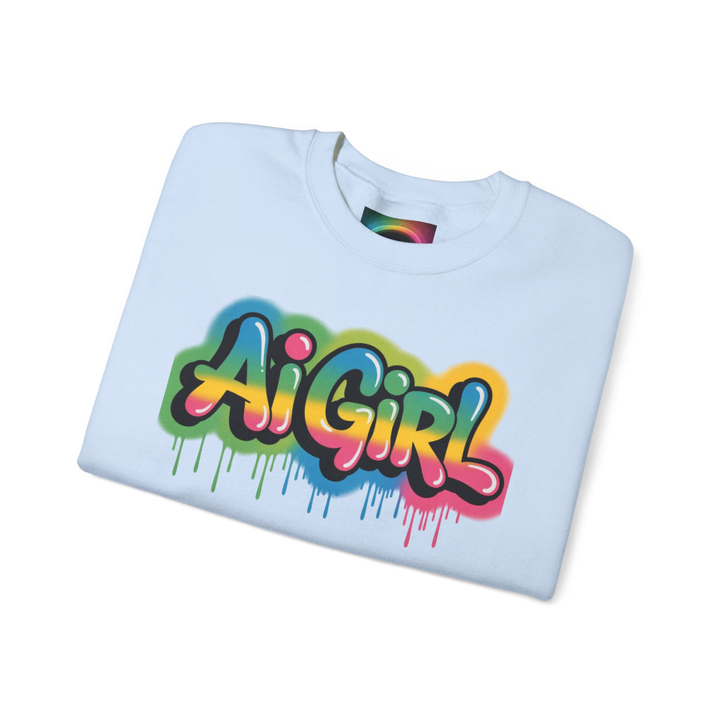 Ai Girl "Graffiti Glow" Unisex Heavy Blend Crewneck Sweatshirt