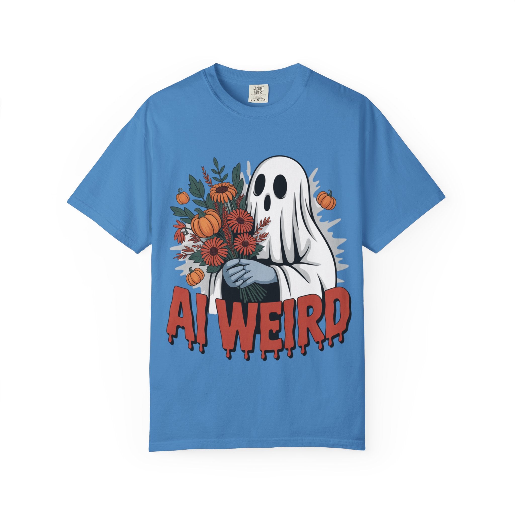 AI WEIRD "Glitch Garden Ghost" Unisex Garment-Dyed T-shirt