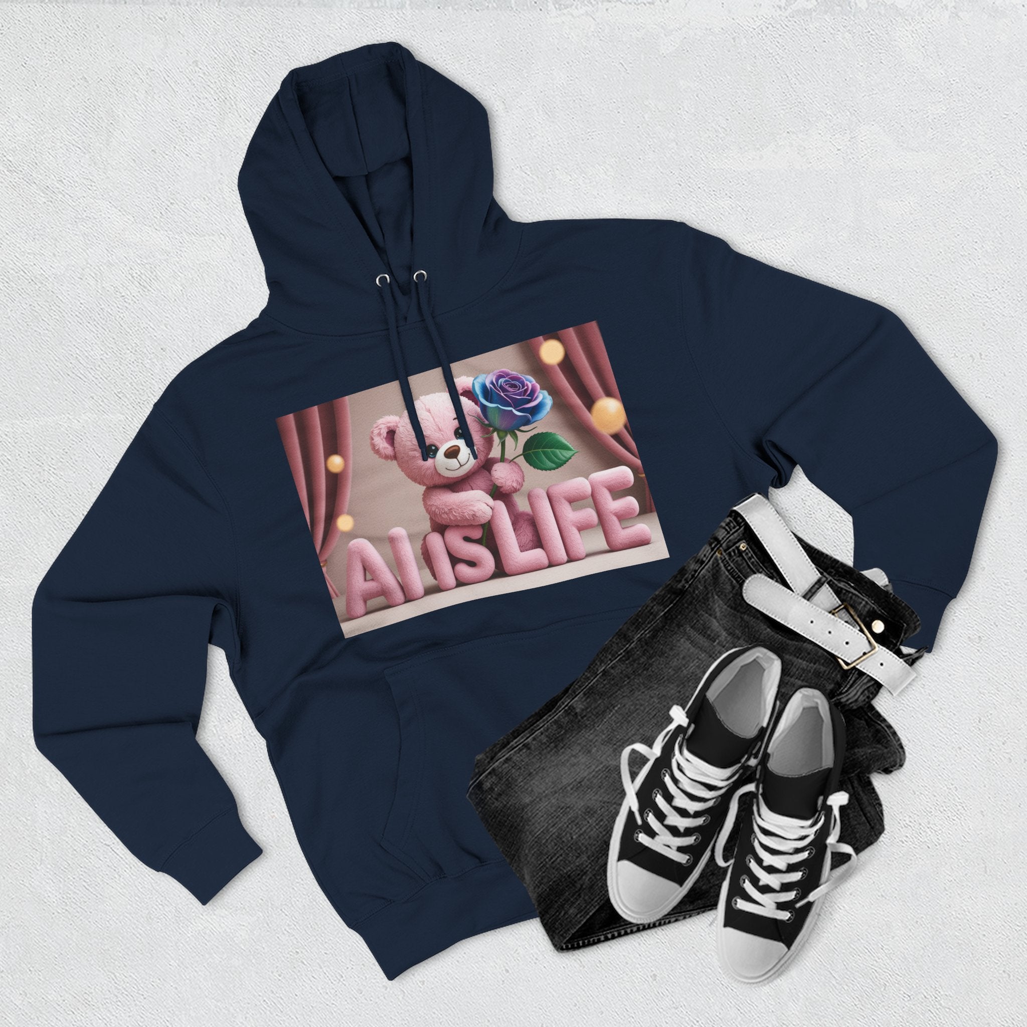AI IS LIFE  "CUTE CIRCUIT" Three-Panel Fleece Hoodie