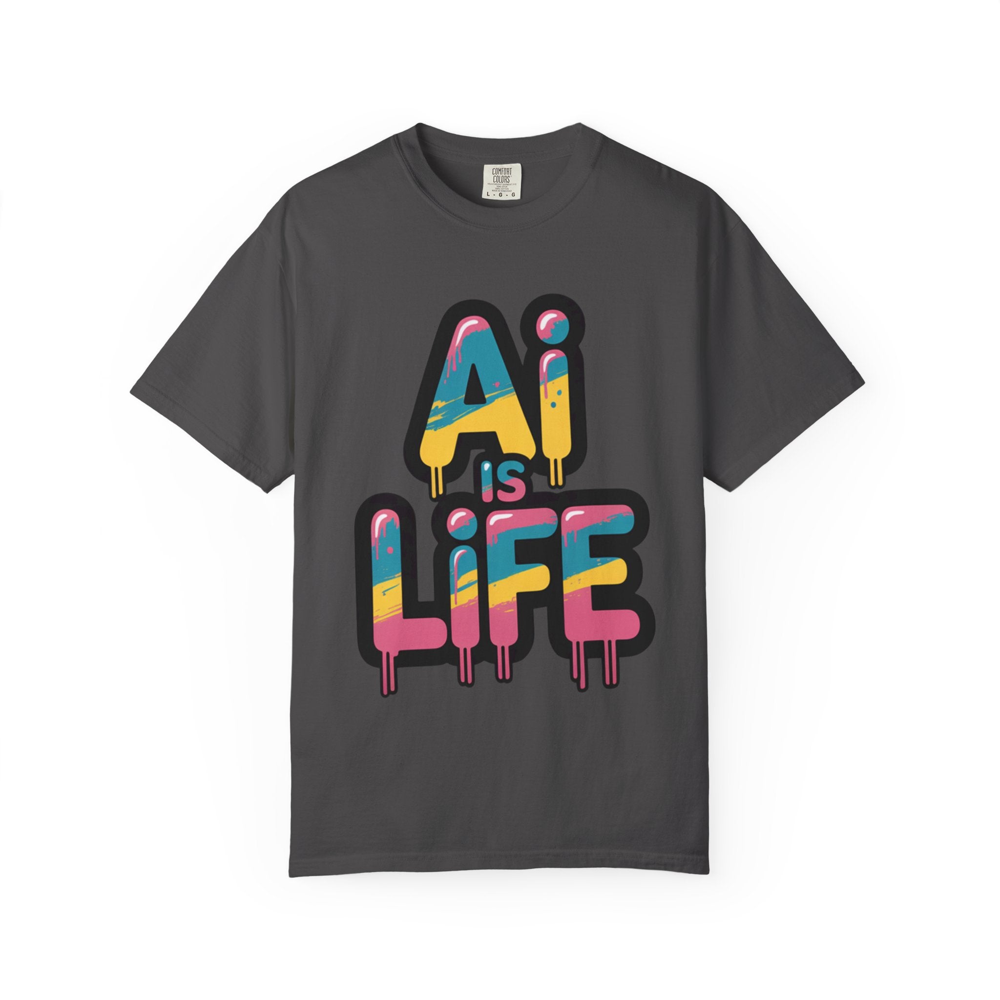 AI IS LIFE  " Neon Circuit " Unisex Garment-Dyed T-shirt