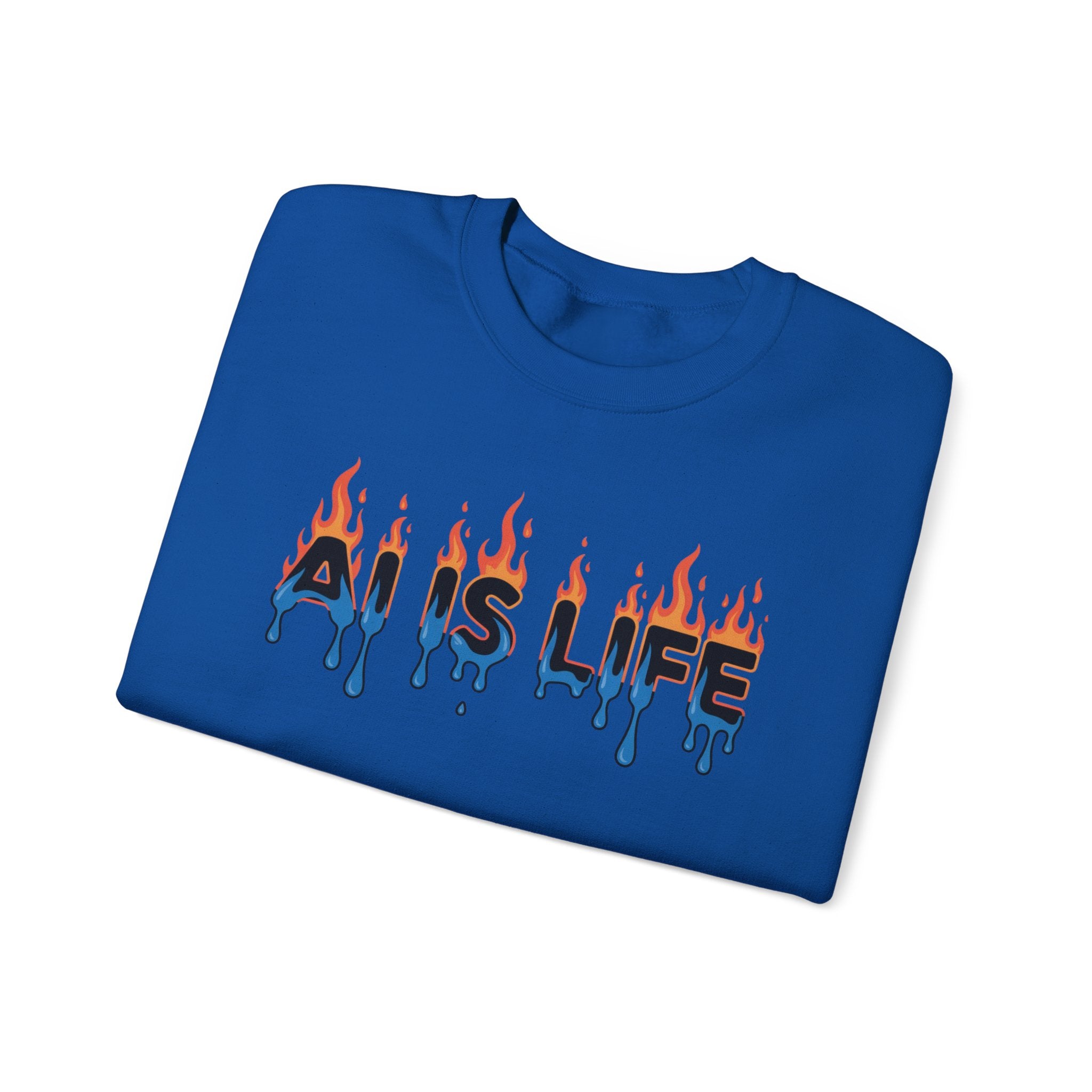AI IS LIFE – “AI MELTDOWN” Unisex Heavy Blend™ Crewneck Sweatshirt