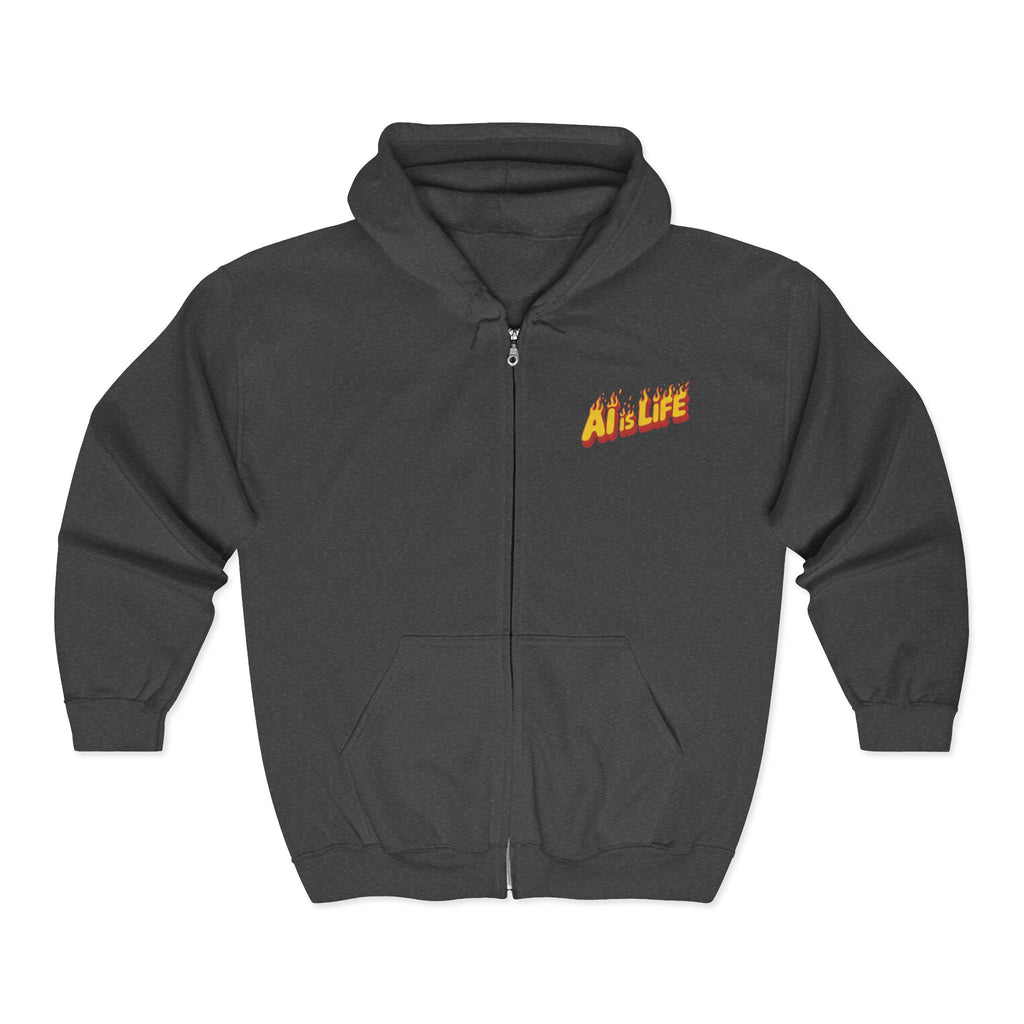 AI is LIFE “FLAME CODE” Unisex Heavy Blend™ Full Zip Hooded Sweatshirt