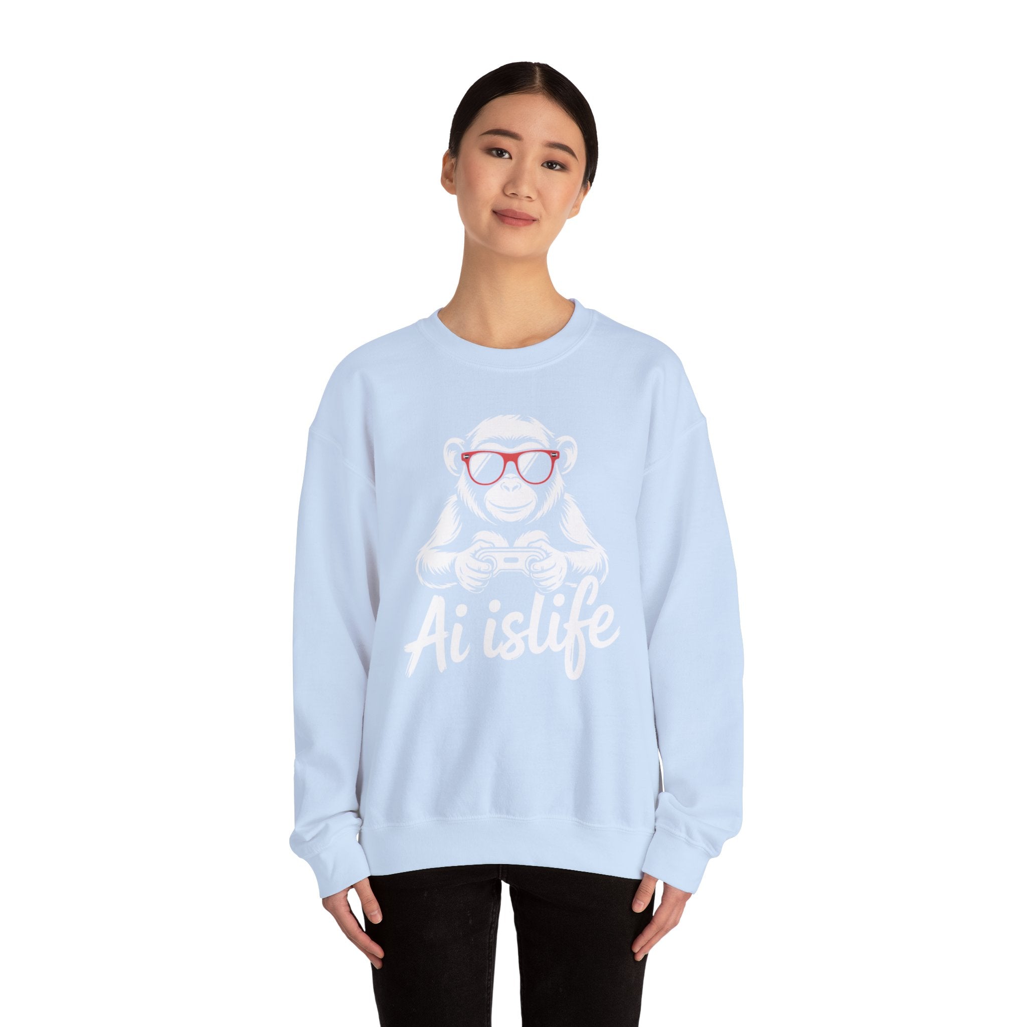 AI Is Life "GAMER CHIMP ELITE" Unisex Graphic Crewneck Sweatshirt