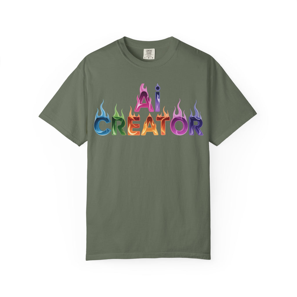 AI CREATOR  "Fire in the Code" Unisex Garment-Dyed T-shirt