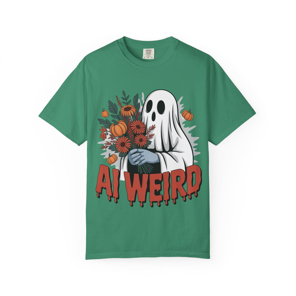 AI WEIRD "Glitch Garden Ghost" Unisex Garment-Dyed T-shirt