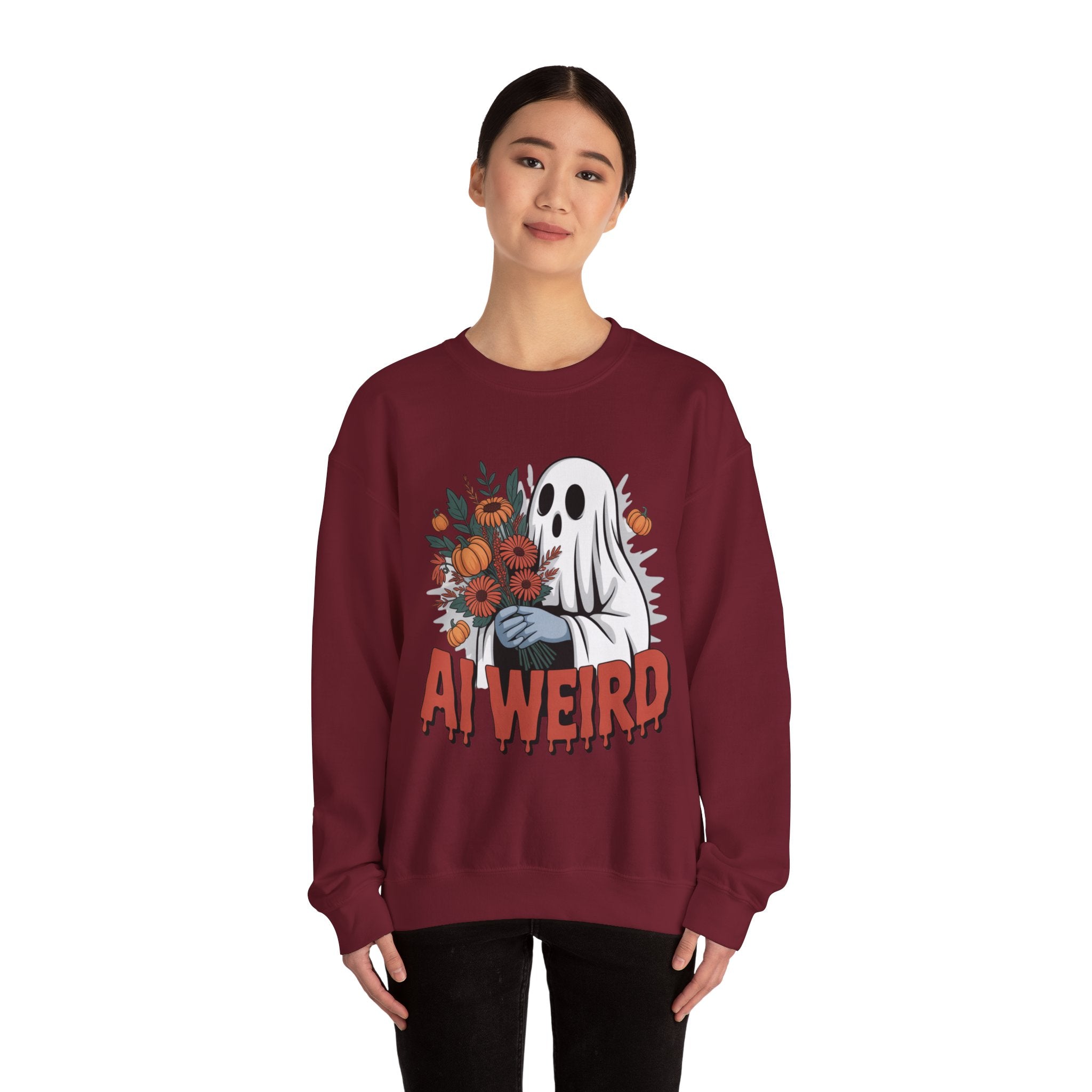 AI Weird "Glitch Garden  Ghost" Unisex Garment-Dyed Sweatshirt