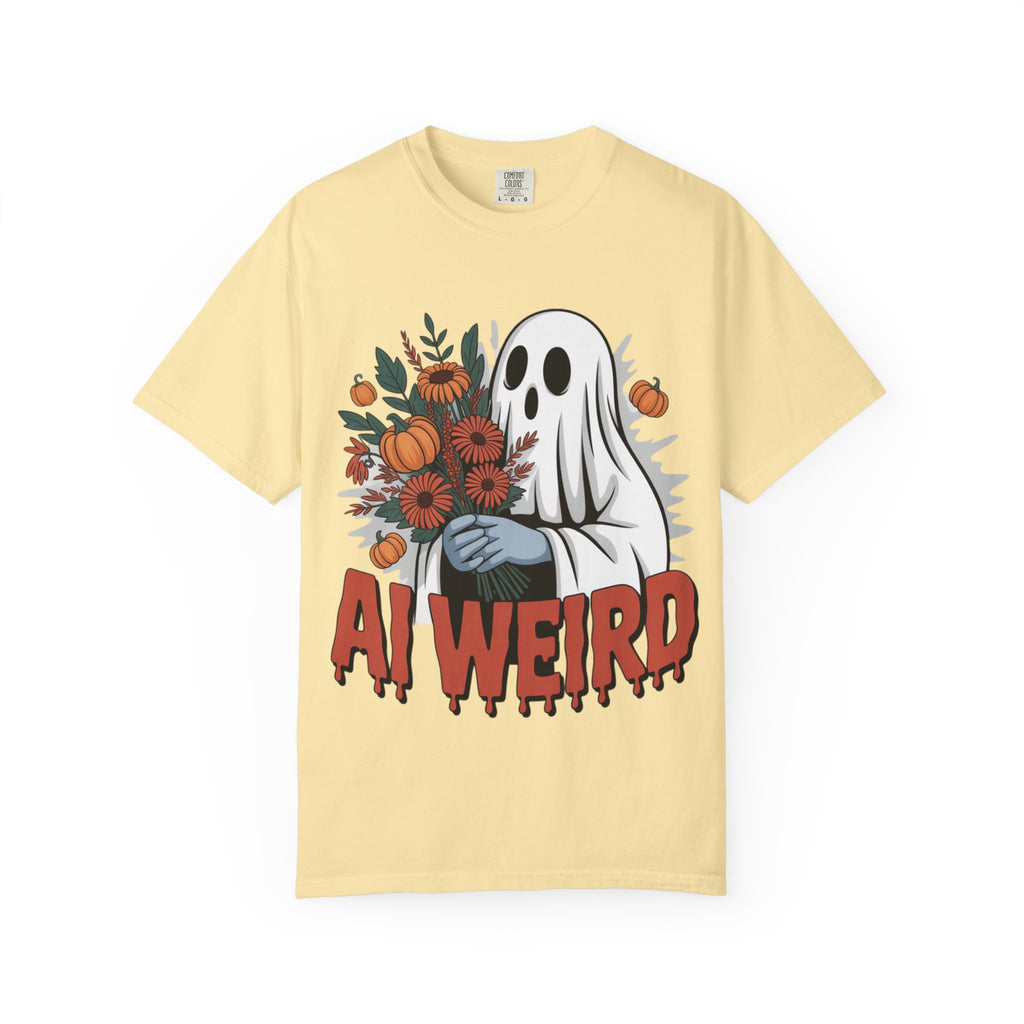 AI WEIRD "Glitch Garden Ghost" Unisex Garment-Dyed T-shirt