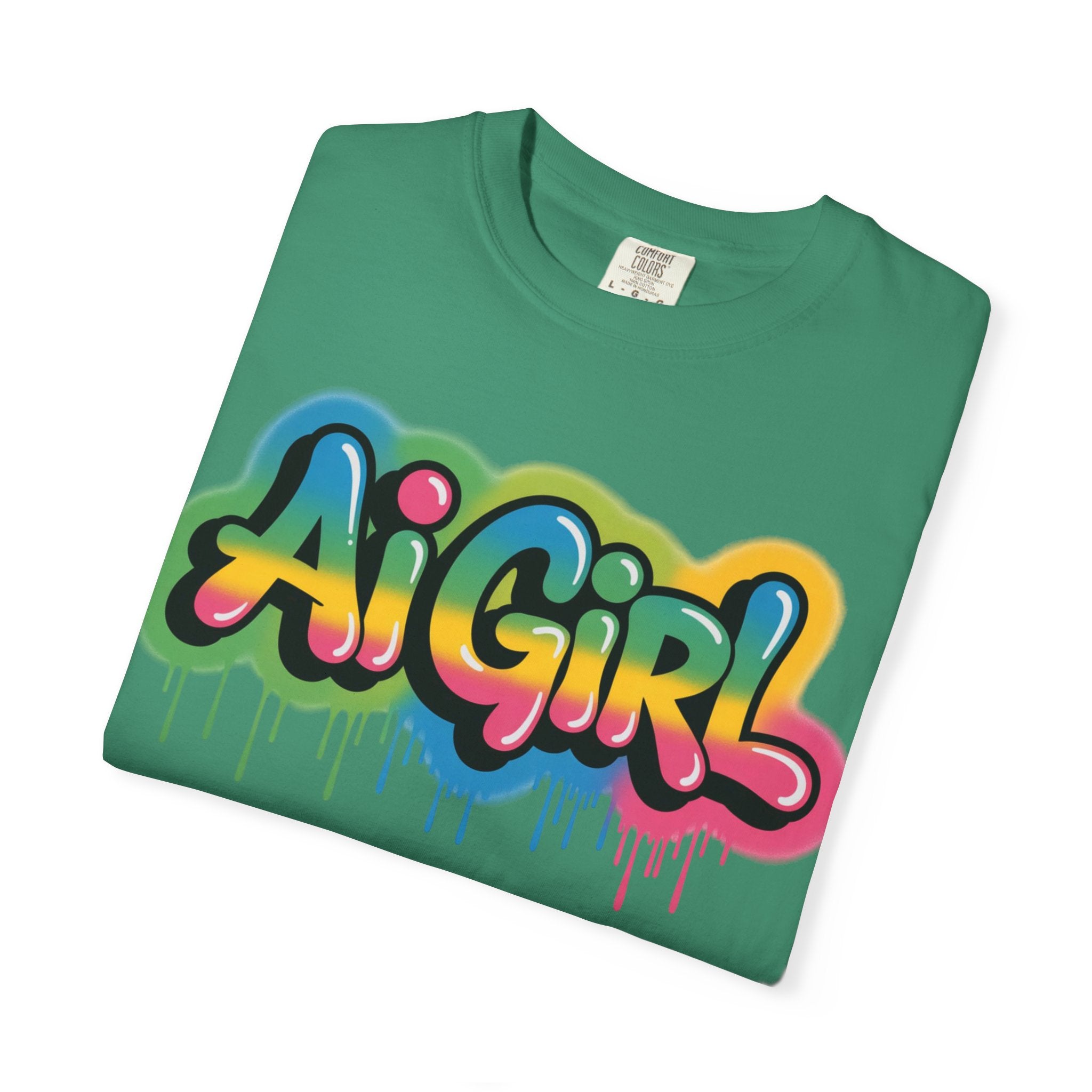 Ai Girl  "Graffiti Glow " Unisex Heavy Blend Garment-Dyed T-shirt