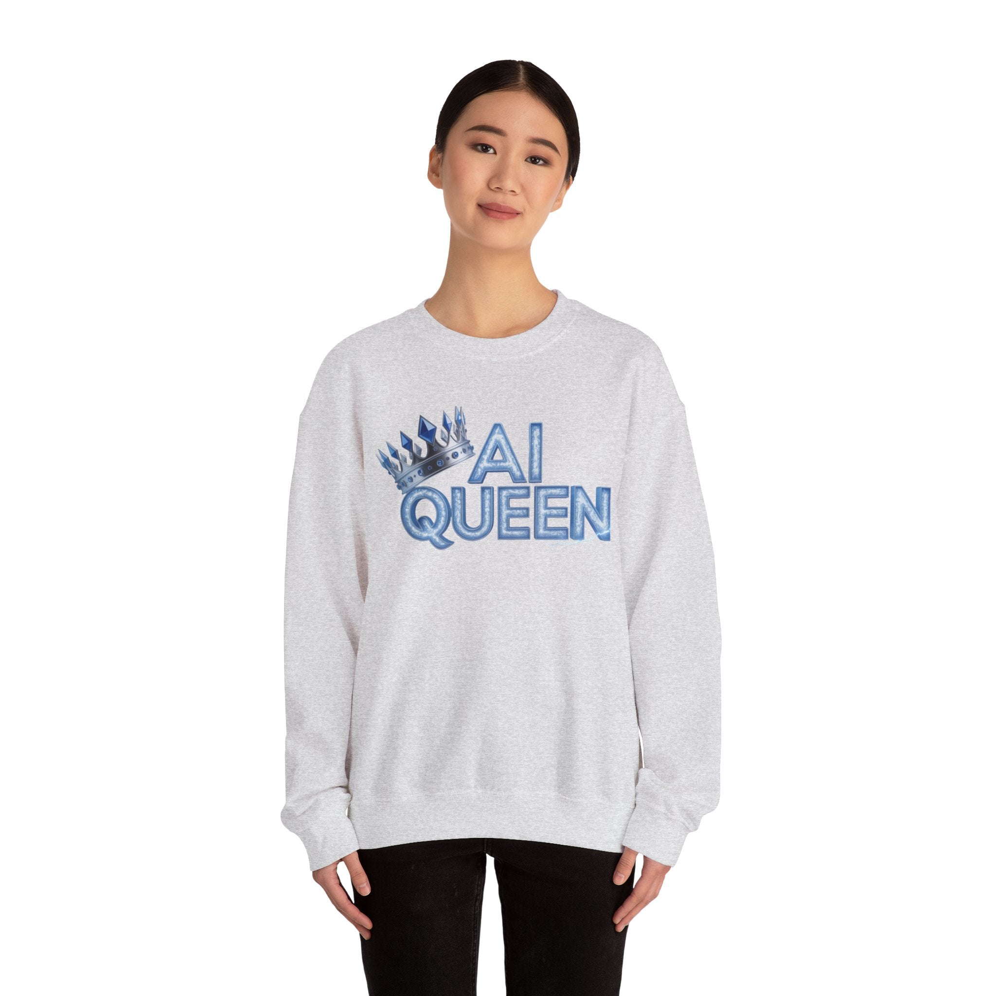 AI Queen "Frost Crown Frequency" Unisex Heavy Blend™ Crewneck Sweatshirt